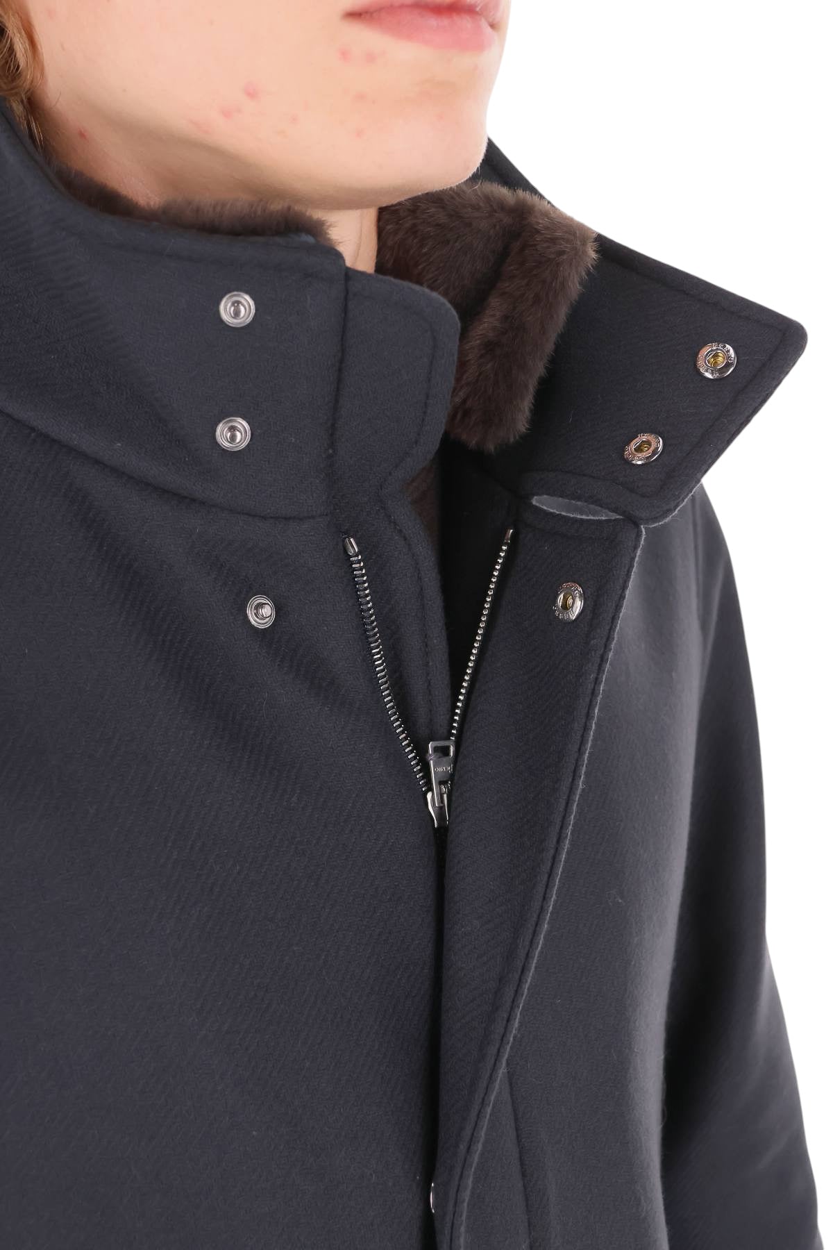 Herno Cappotto in lana con collo in eco-castorino CA000214U 33344 9200 