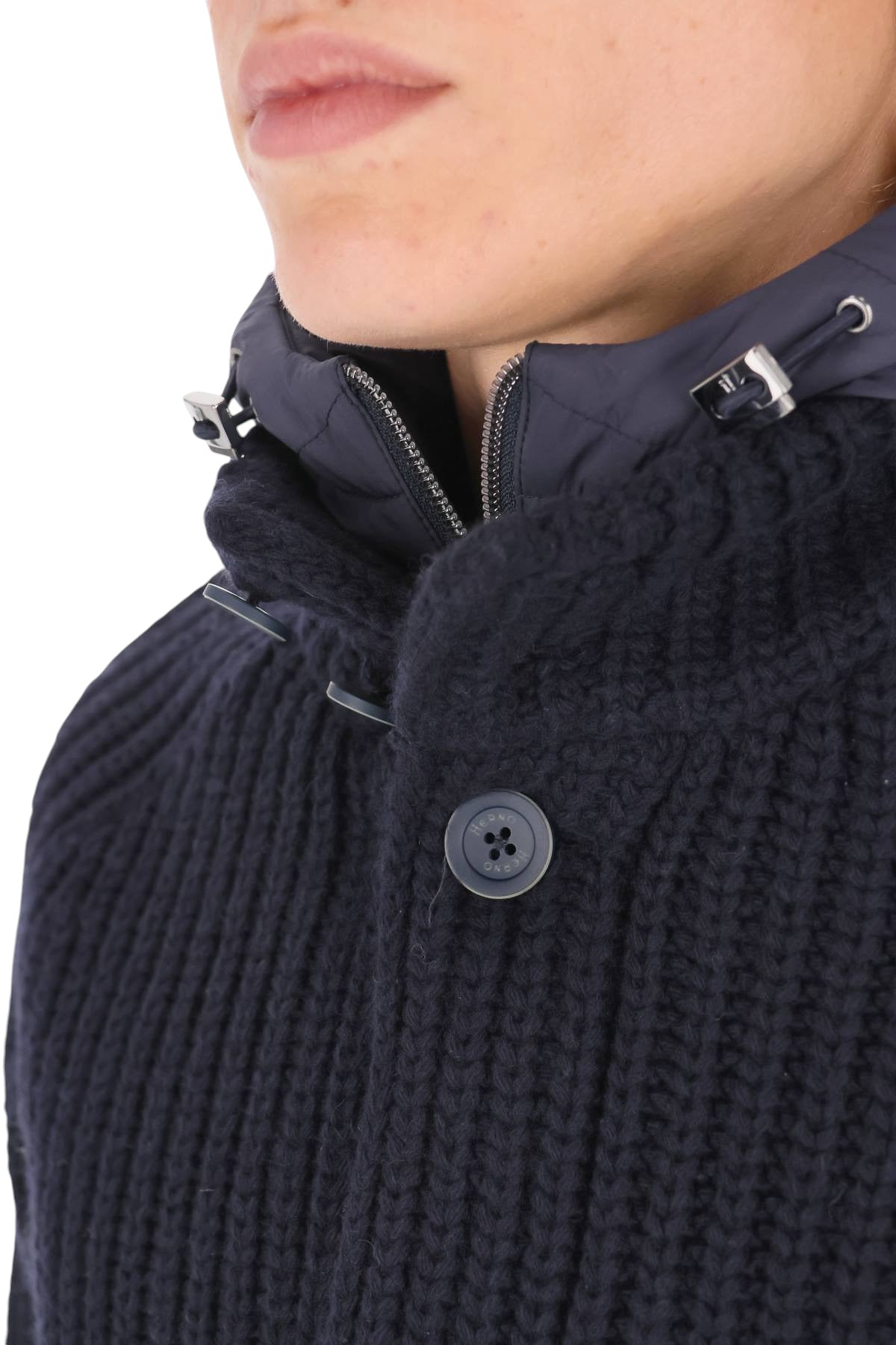 Herno Giubbotto in lana punto pannocchia con pettorina e cappuccio MC000231U 70064/2 9200 
