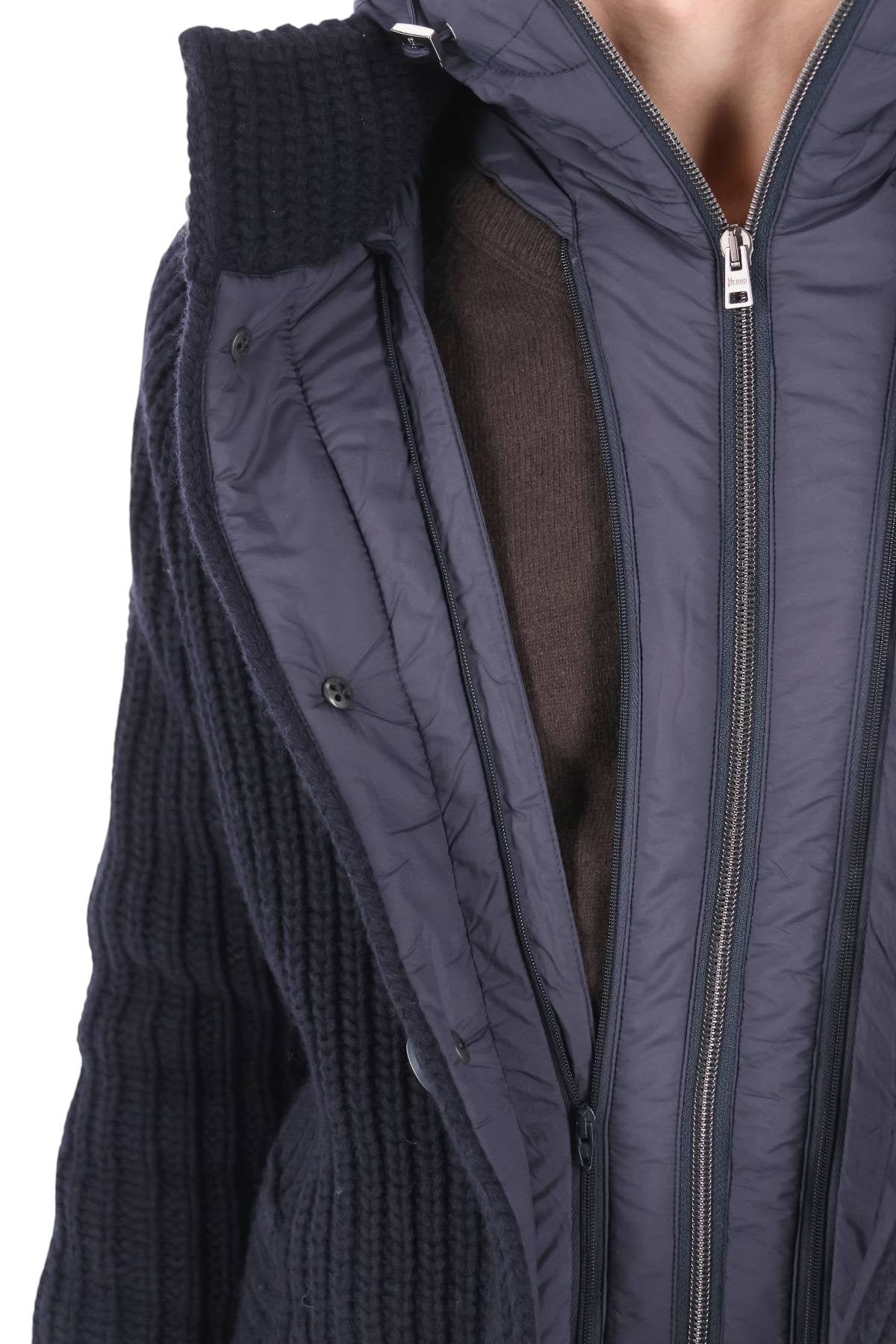 Herno Giubbotto in lana punto pannocchia con pettorina e cappuccio MC000231U 70064/2 9200 