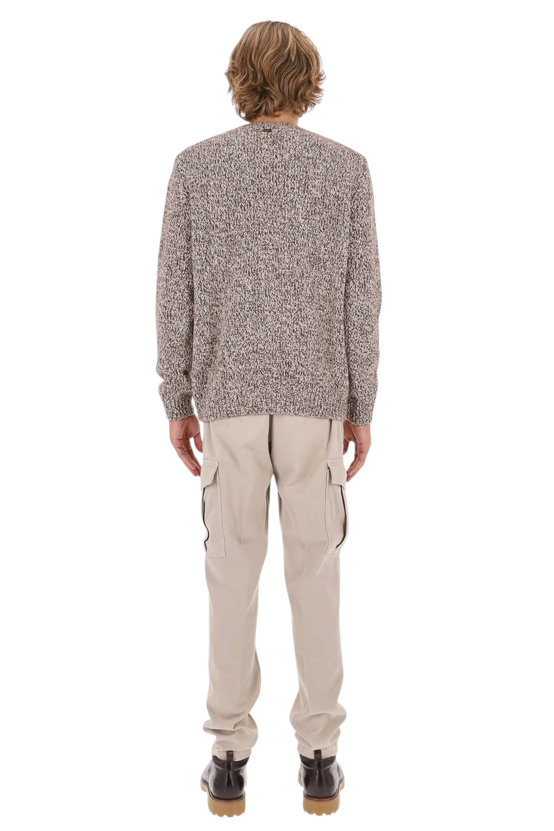 Herno Maglia girocollo mouliné in cashmere con treccia centrale MG000211U 70369 8800 