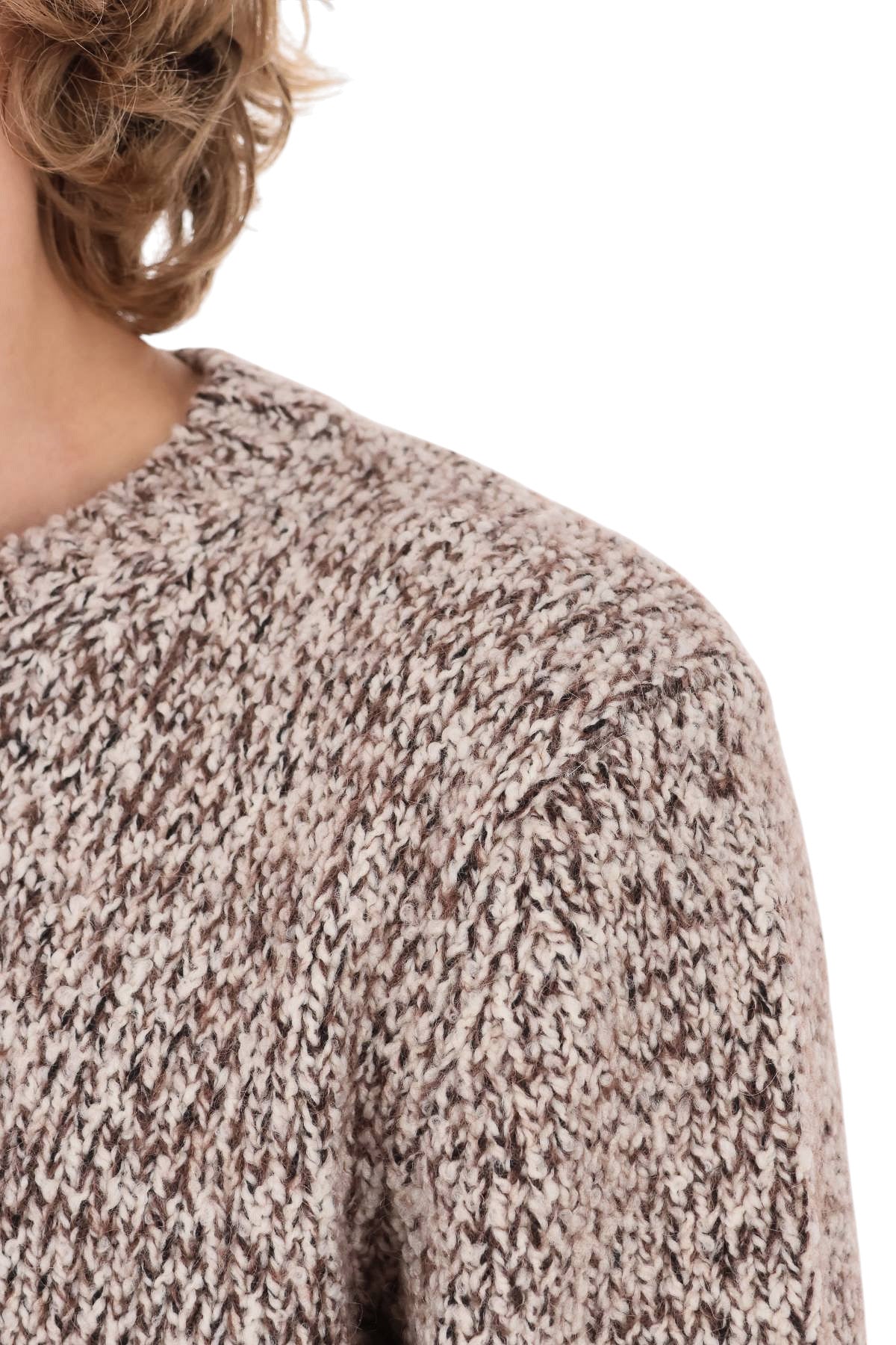 Herno Maglia girocollo mouliné in cashmere con treccia centrale MG000211U 70369 8800 