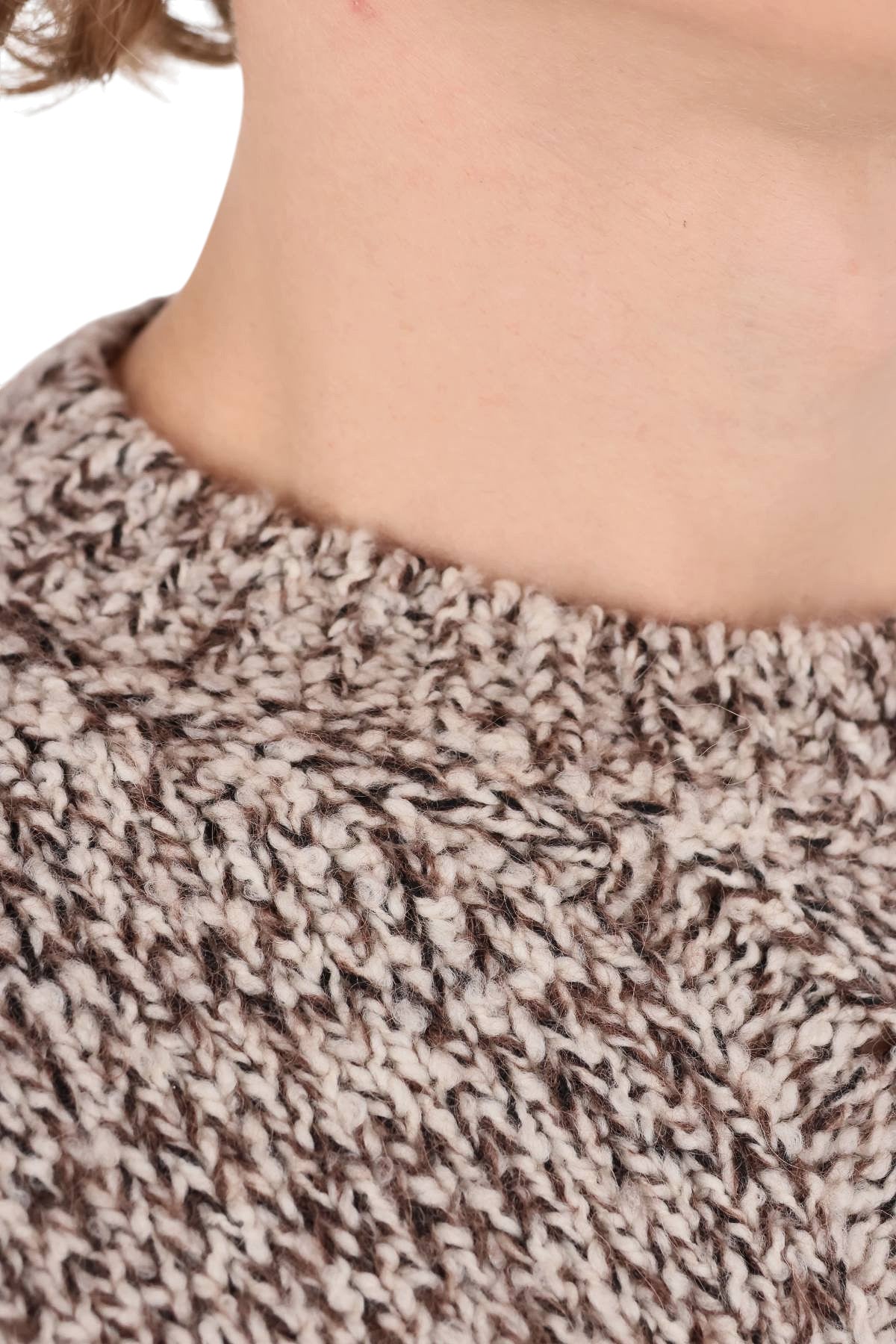 Herno Maglia girocollo mouliné in cashmere con treccia centrale MG000211U 70369 8800 