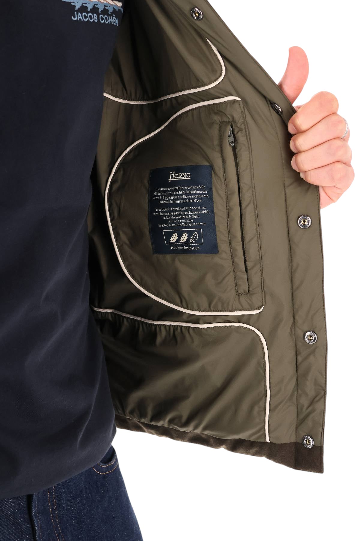Herno Giubbotto Legend con bottoni a pressione e imbottitura in piuma PI0024ULE 33503 7730 
