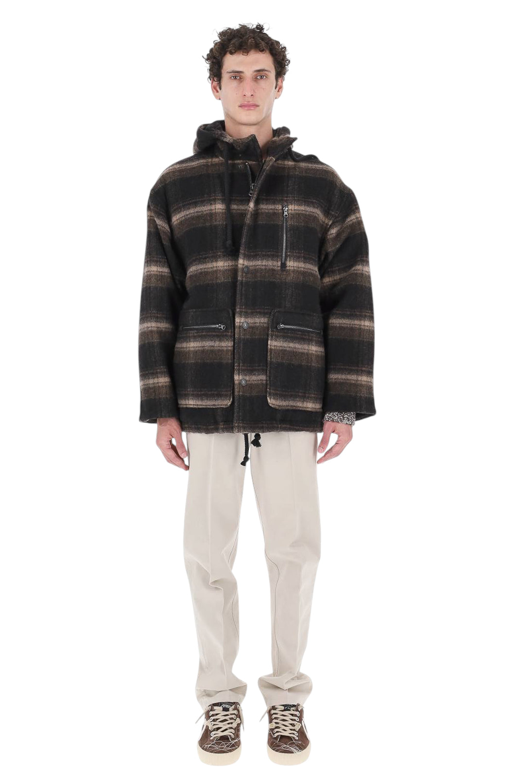 Isabel Marant Giubbotto Kiril check in lana MA0579HA-D3D01H BKKI 