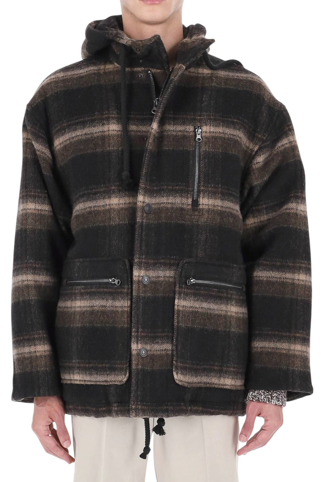 Isabel Marant Giubbotto Kiril check in lana MA0579HA-D3D01H BKKI 