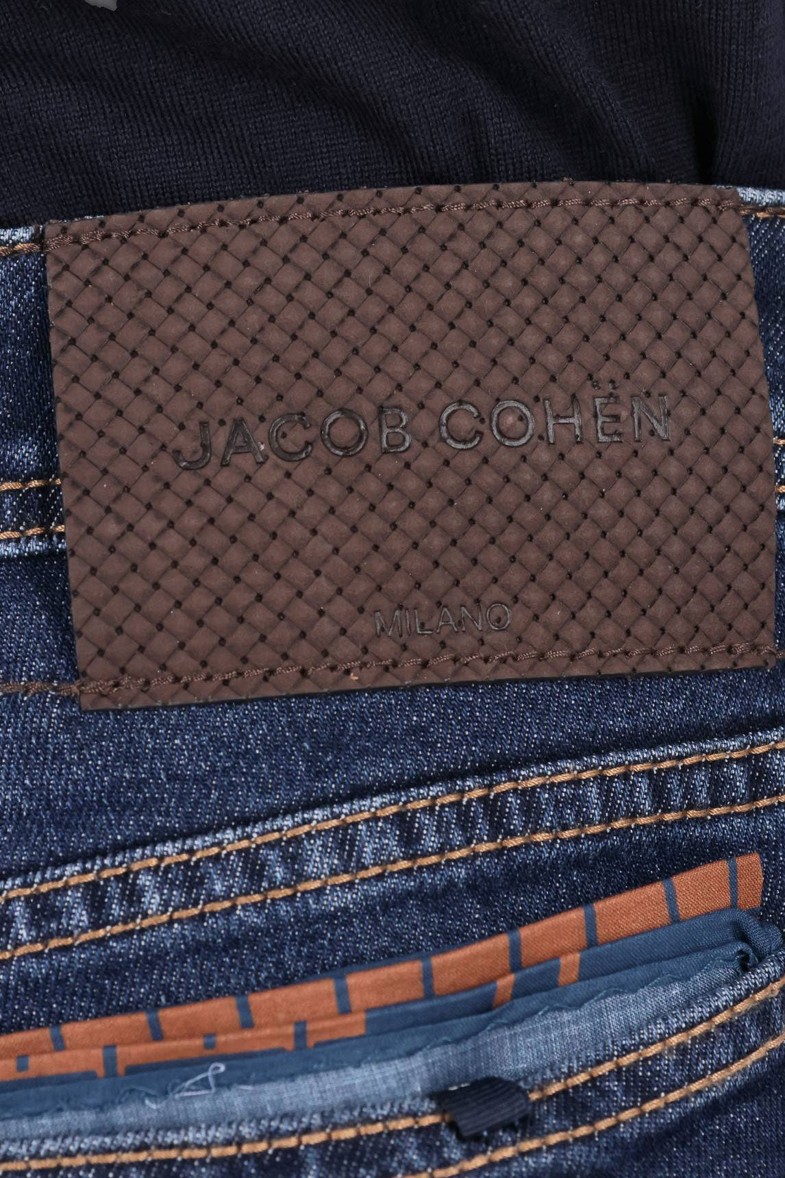 Jacob Cohen Jeans con etichetta in pelle intrecciata in cotone comfort Bard fit QE004 031 S4213 100D 