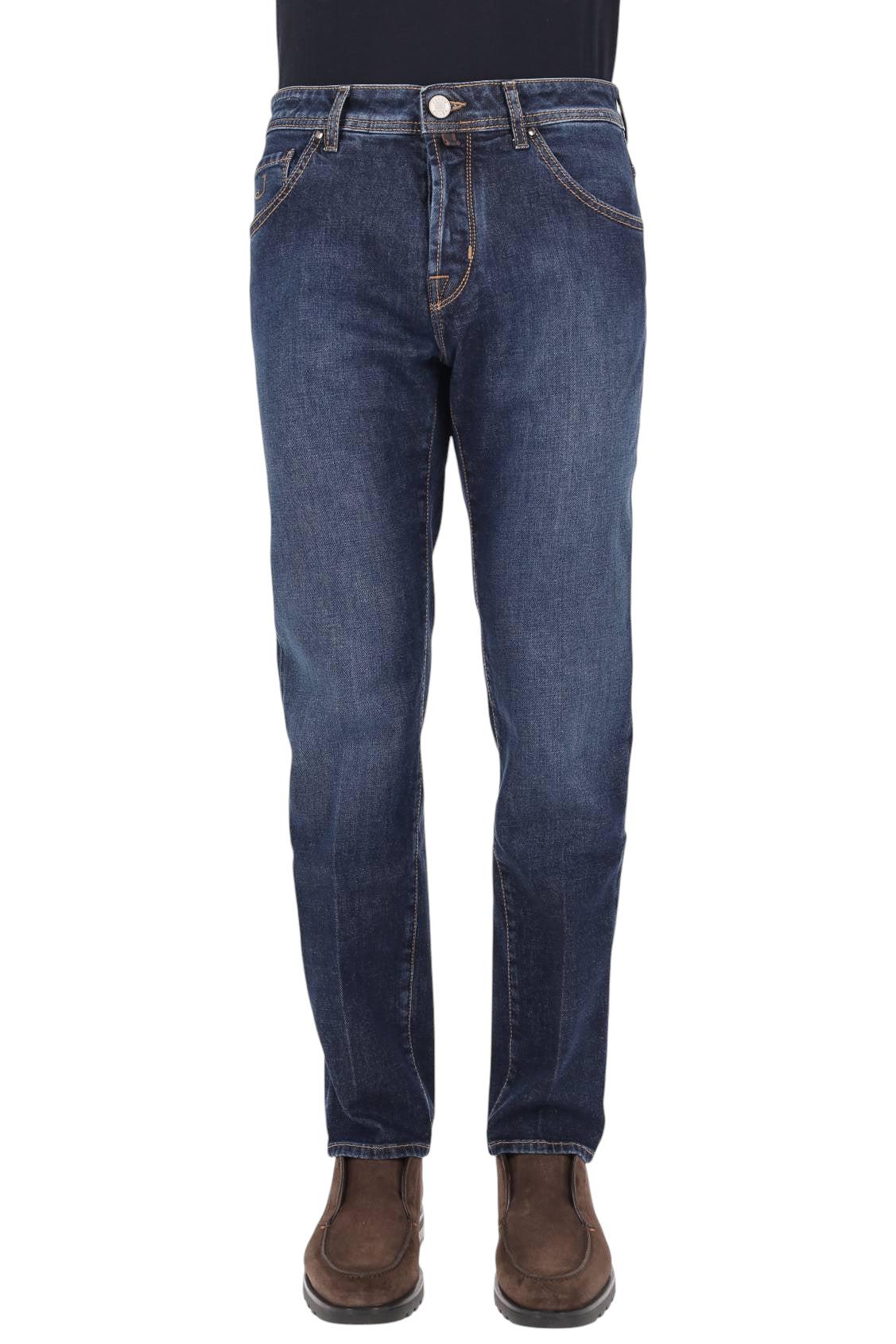 Jacob Cohen Jeans con etichetta in pelle intrecciata Scott fit QE015 031 S4213/2 100D 