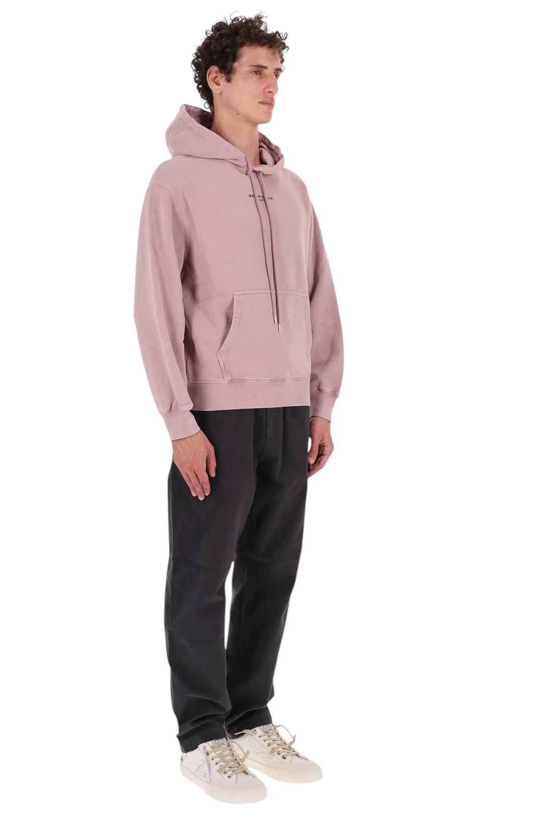 Maison Kitsuné Felpa con cappuccio faded con lettering MRMJH06KMBIT4 MISTY LILAC FADED 