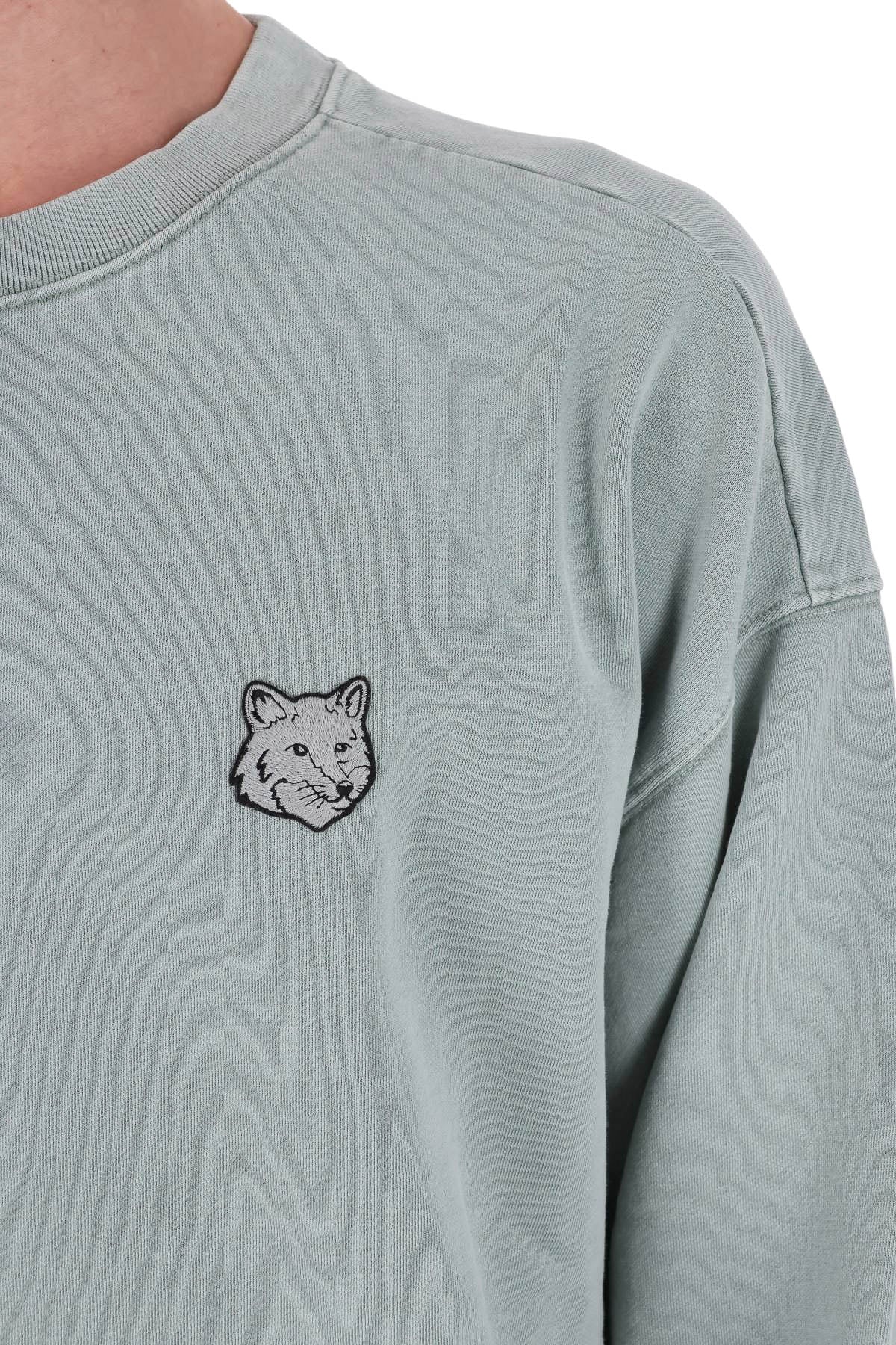 Maison Kitsuné Felpa girocollo faded con volpe grigia MRMJS07KMBIT5 DESERT GREEN FADED 