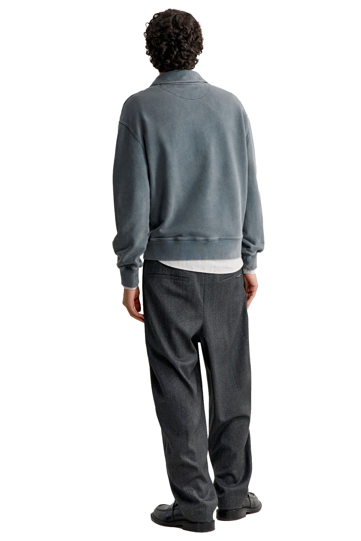 Maison Kitsuné Felpa mezza zip in cotone faded con Profile Fox MRMJS08KMBIT5 TURBULENCE FADED 