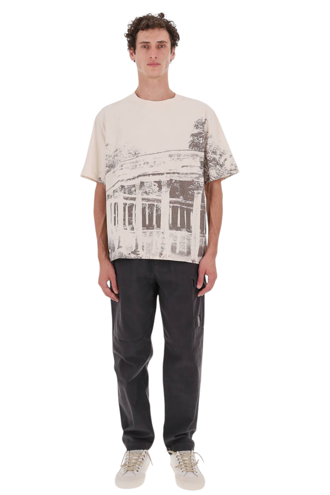Maison Kitsuné T-shirt oversize Parc Monceau MRMJT12KJ7025 NOBLE BEIGE 