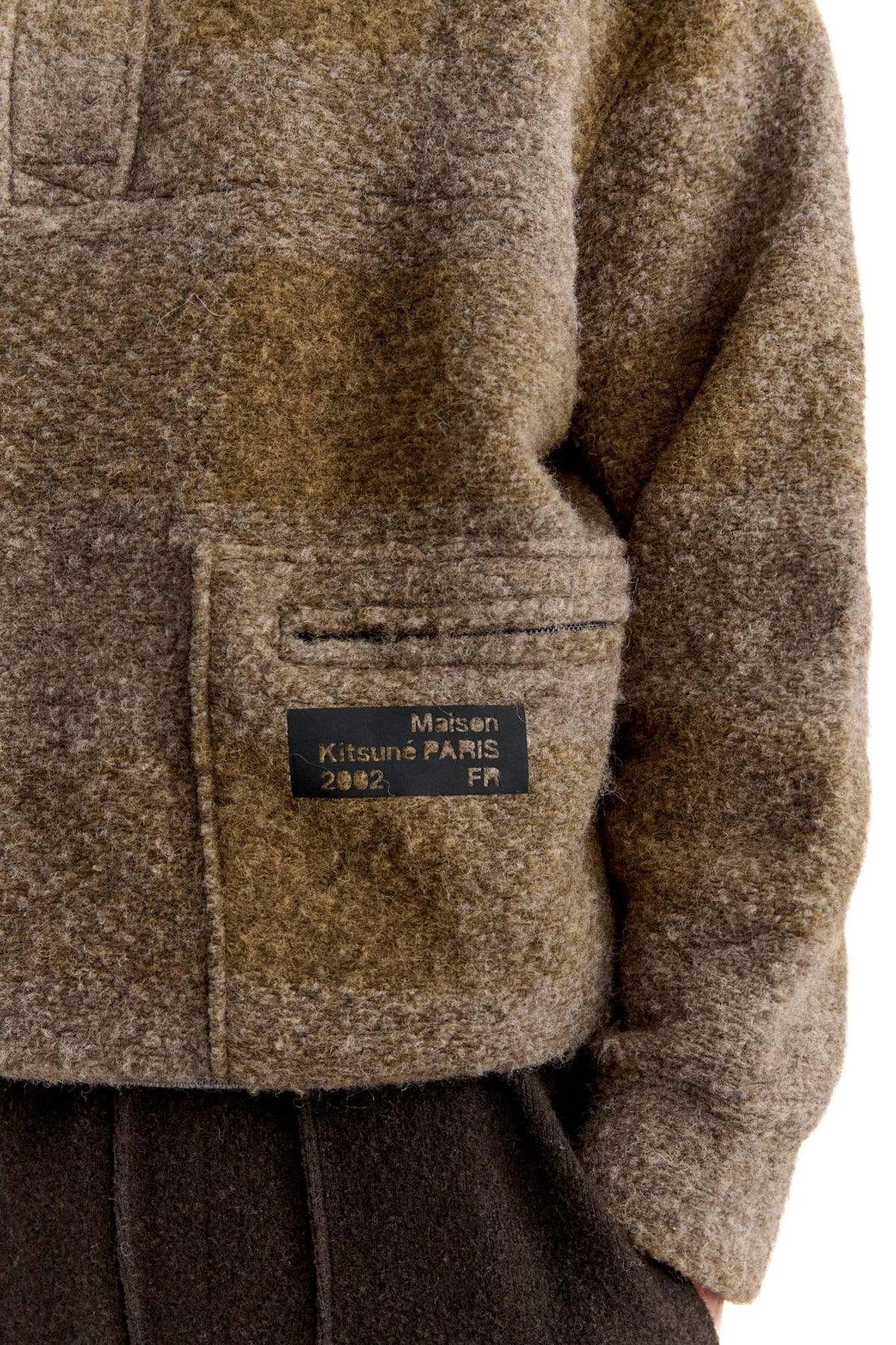 Maison Kitsuné Giubbotto-maglia Popover Sherpa in pile MRMJV02KA0051 DARK TAUPE 