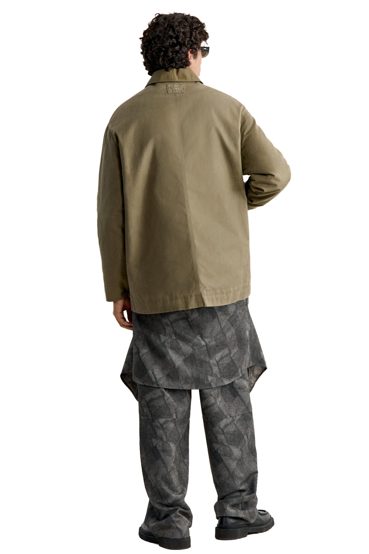 Maison Kitsuné Giubbotto Barn Jacket in cotone cerato Pale Kaki/Deep Kaki MRMWV05WW9118 PALE KAKI/DEEP KAKI 