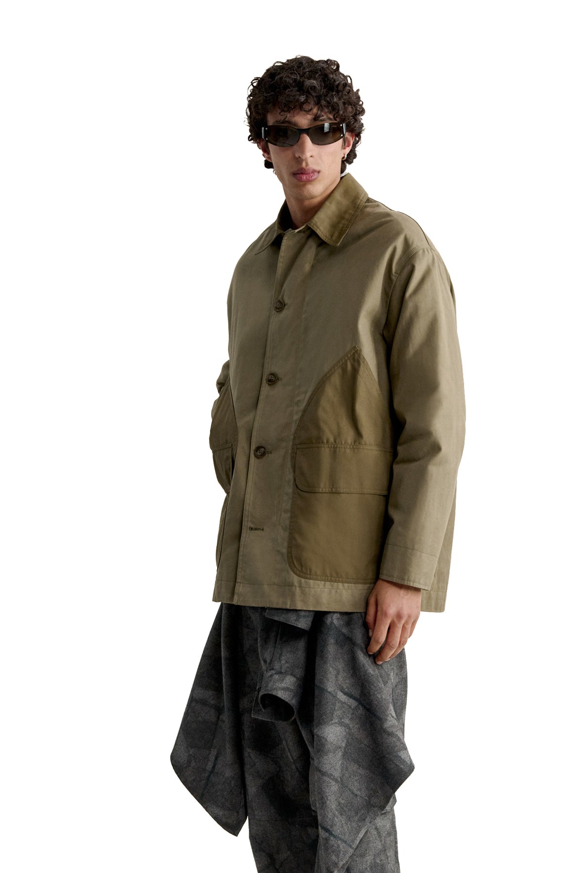 Maison Kitsuné Giubbotto Barn Jacket in cotone cerato Pale Kaki/Deep Kaki MRMWV05WW9118 PALE KAKI/DEEP KAKI 
