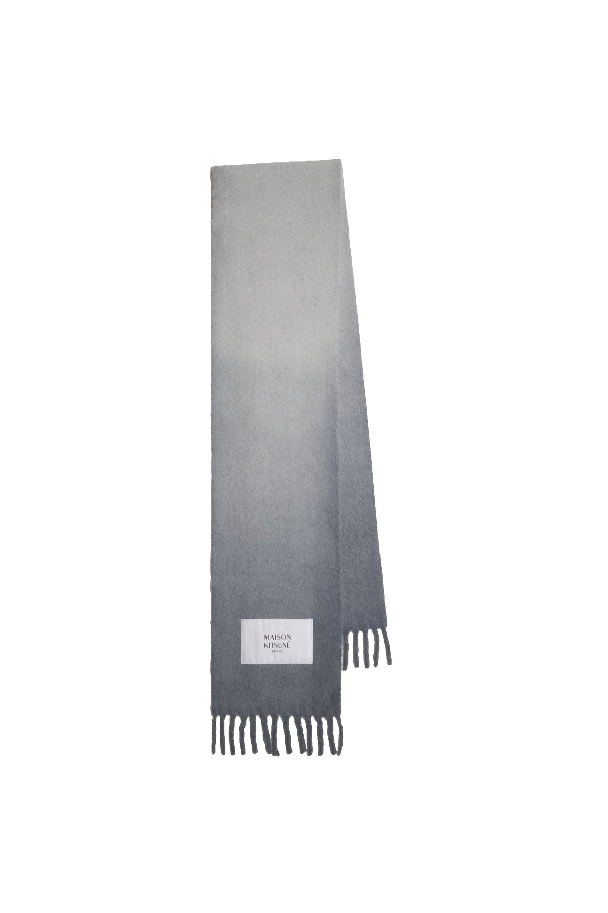 Maison Kitsuné Sciarpa in alpaca con frange MRUAT09WA0022 CLOUD GREY/ASPHALTE 