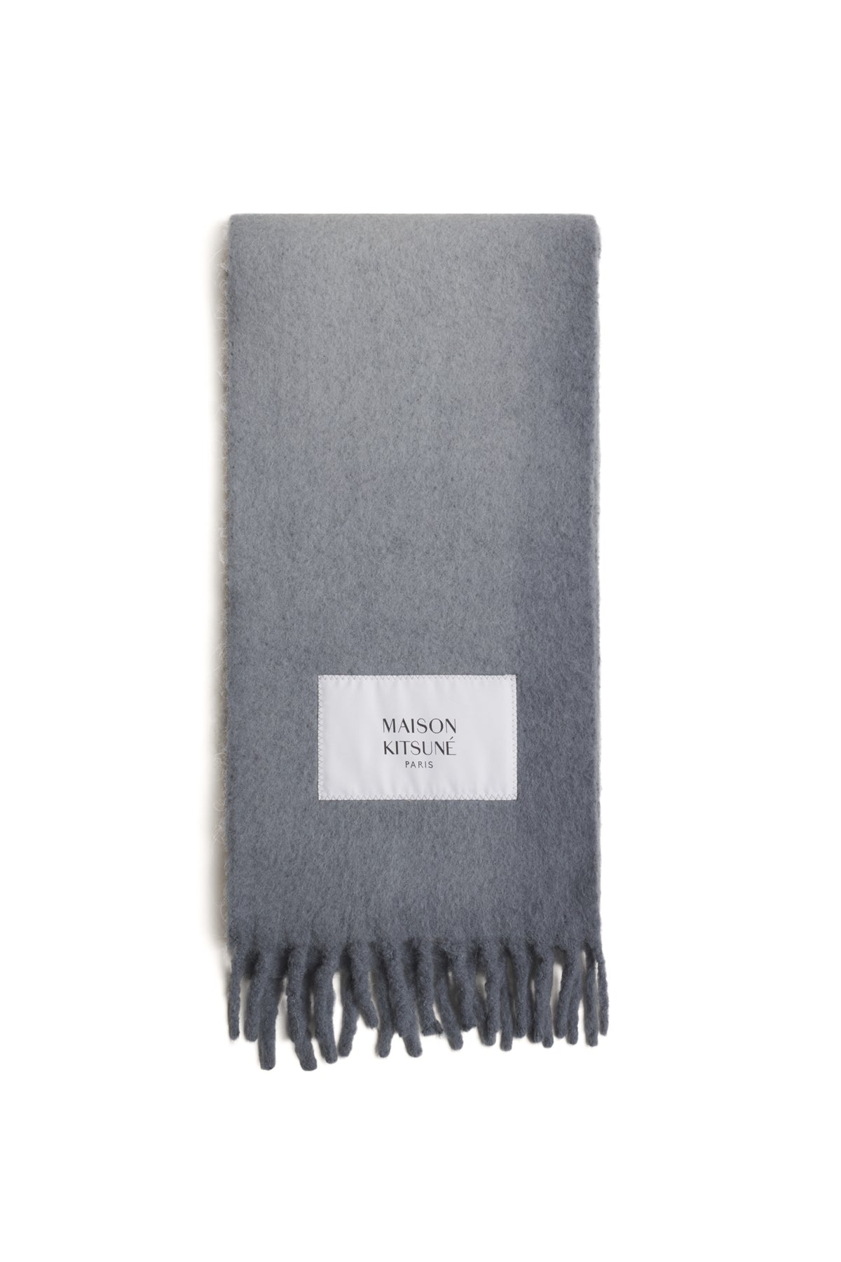 Maison Kitsuné Sciarpa in alpaca con frange MRUAT09WA0022 CLOUD GREY/ASPHALTE 