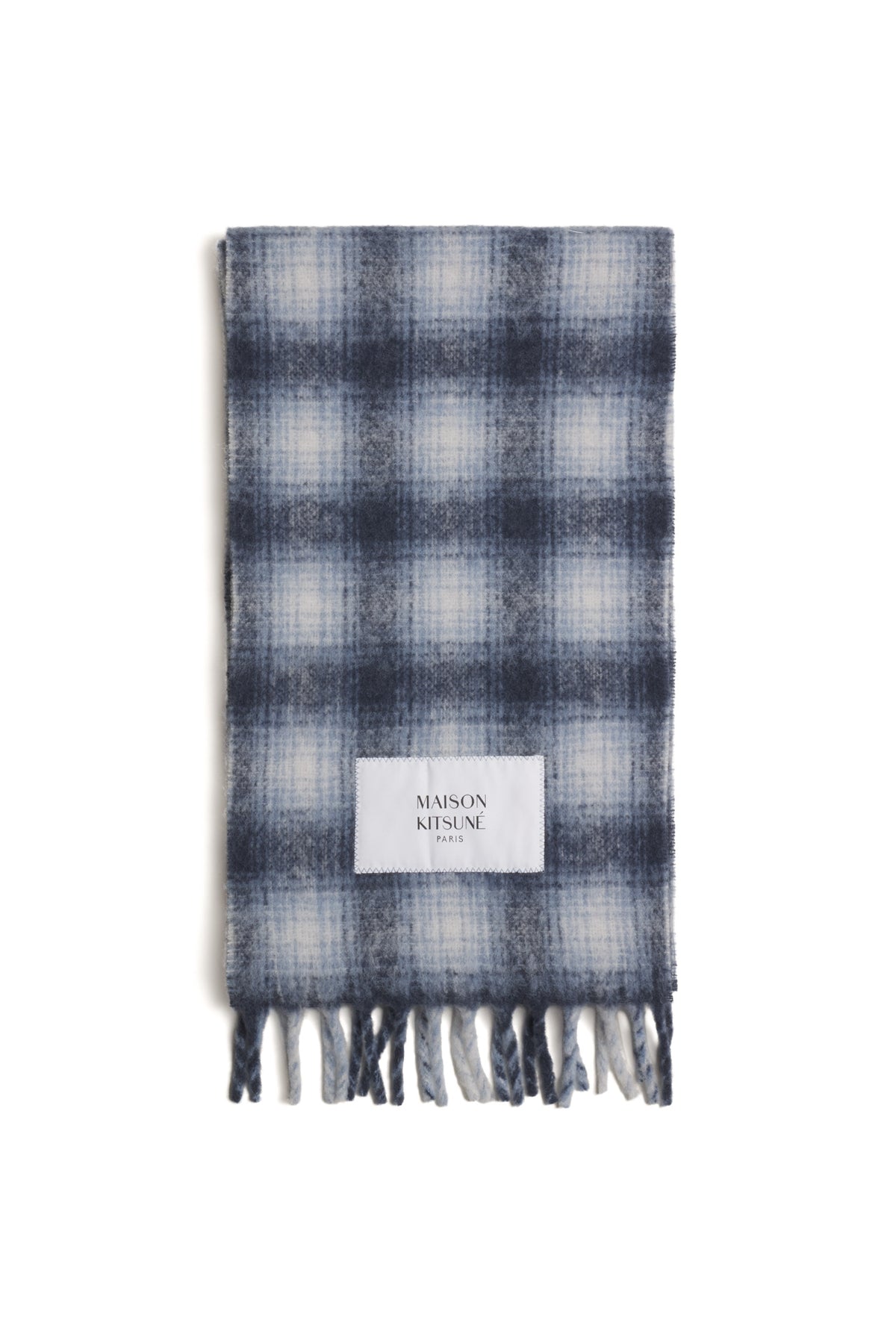 Maison Kitsuné Sciarpa Alpaca Checked a quadri in alpaca Classic Navy/Anthracite MRUAT10WA0022 CLASSIC NAVY/ANTHRACITE 