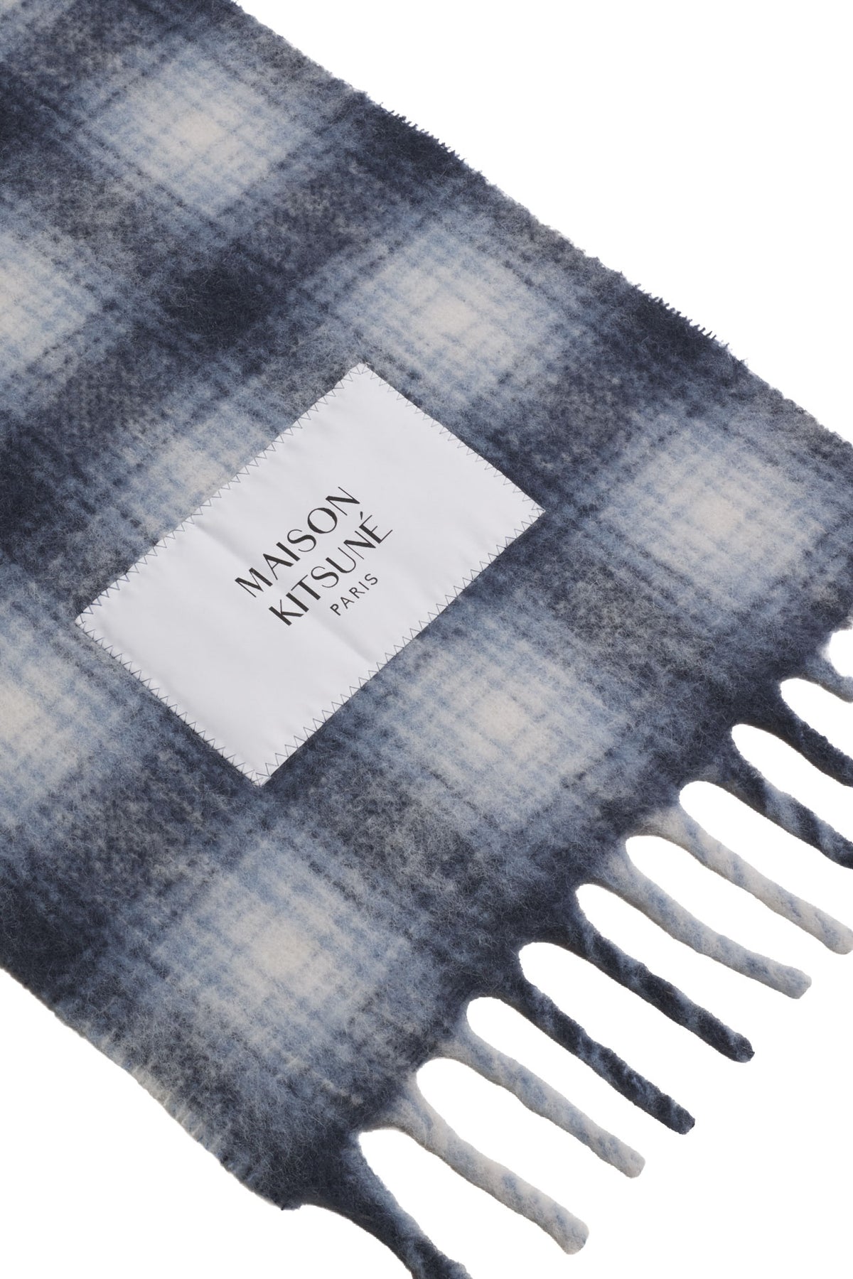Maison Kitsuné Sciarpa Alpaca Checked a quadri in alpaca Classic Navy/Anthracite MRUAT10WA0022 CLASSIC NAVY/ANTHRACITE 