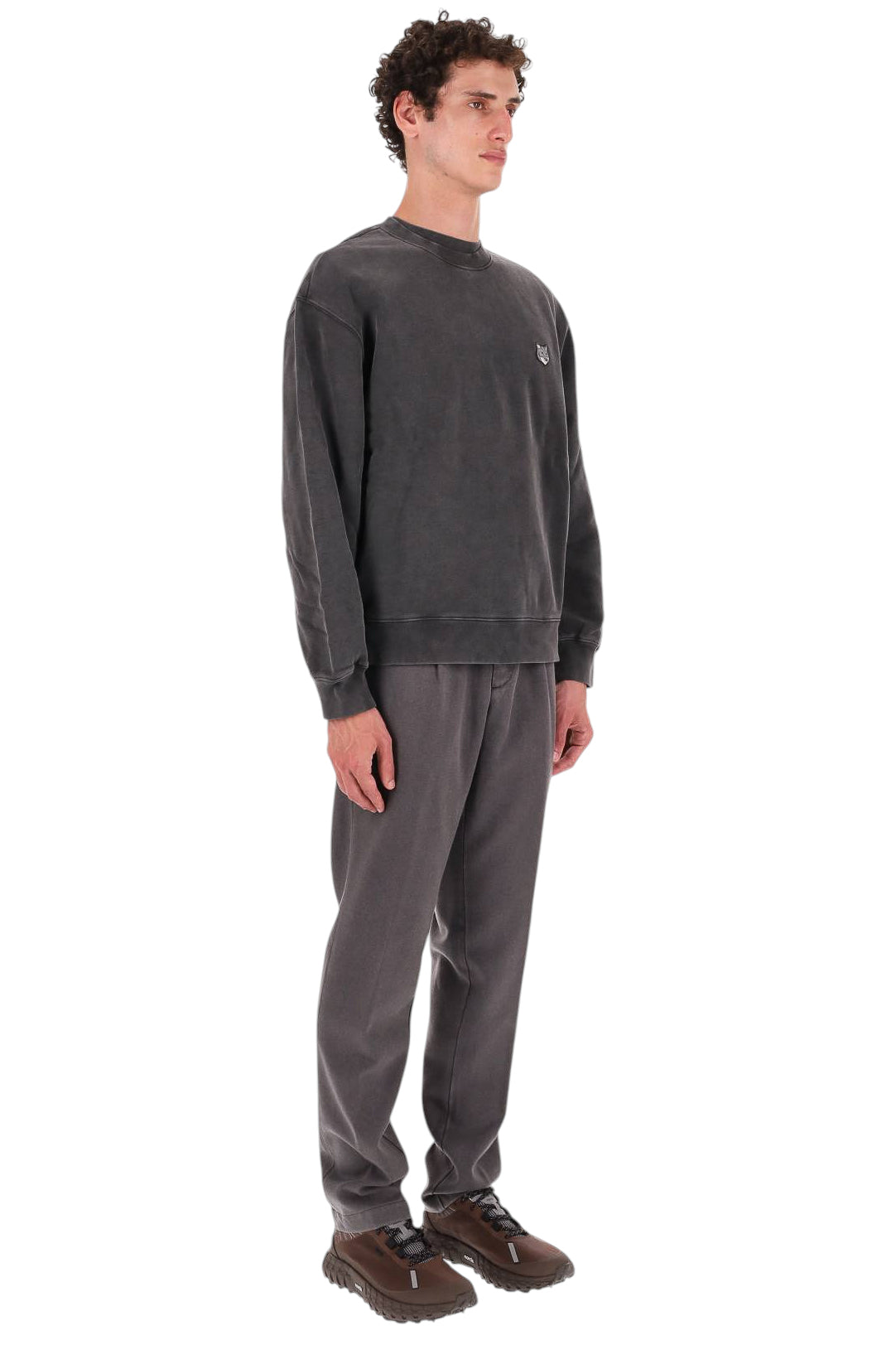 Maison Kitsuné Felpa girocollo in cotone faded PM00304KMBIT4 BLACK FADED 