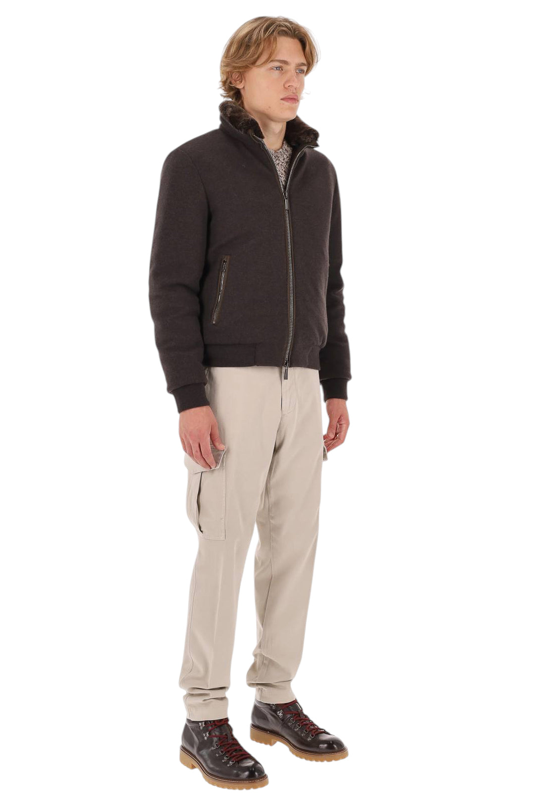 Moorer Piumino bomber in lana-cashmere con collo in pelliccia mod. Bellati-MRW BELLATI MRW U0213 