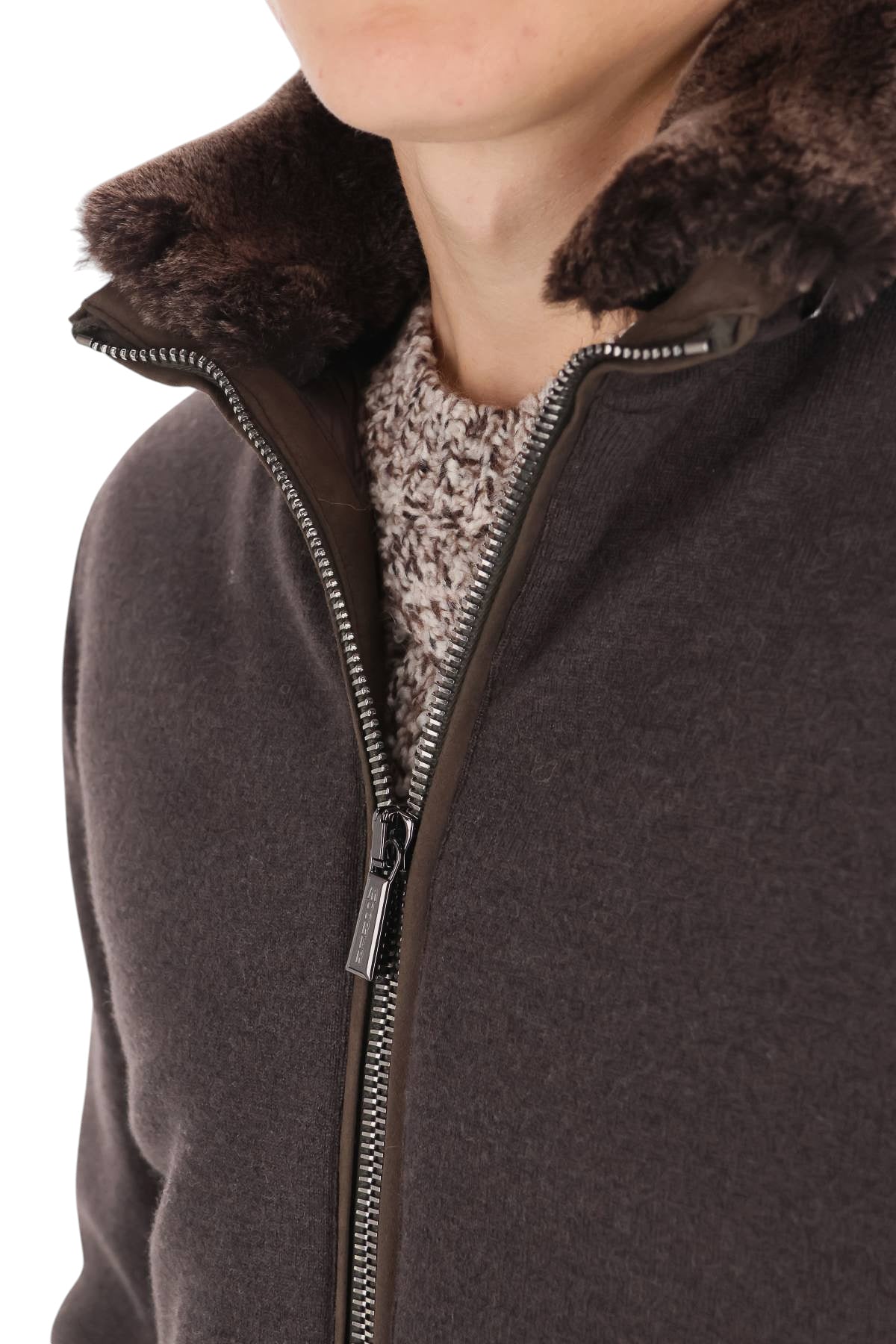 Moorer Piumino bomber in lana-cashmere con collo in pelliccia mod. Bellati-MRW BELLATI MRW U0213 