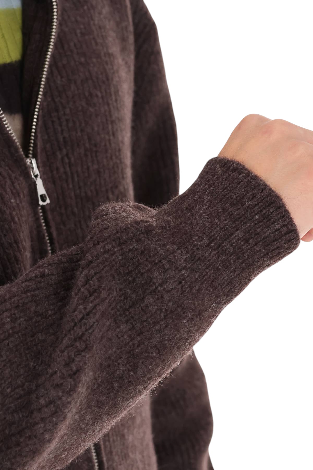 Officine Générale Maglia full zip Florys in lana MKNT300 COFFEE 