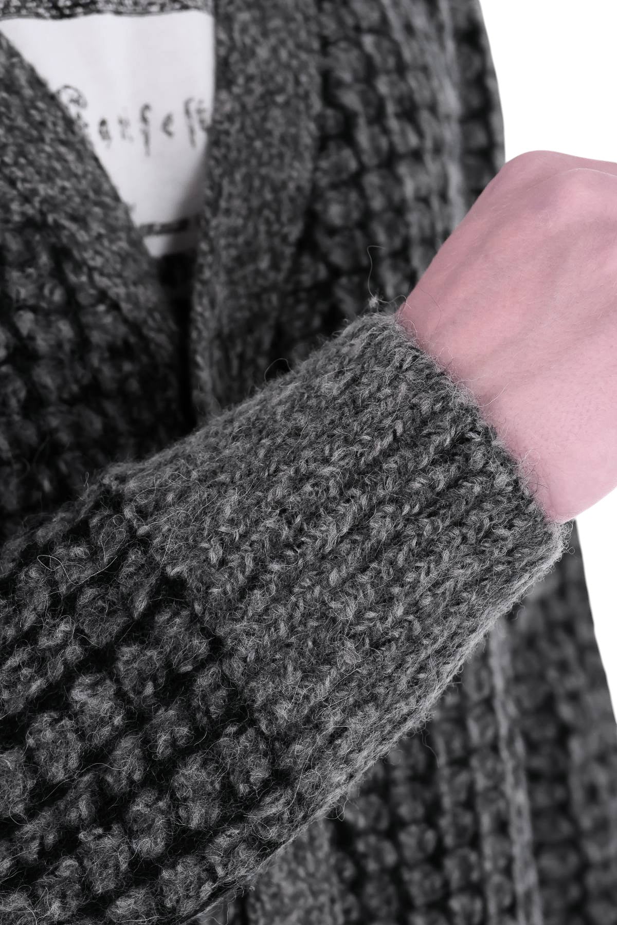 Officine Générale Cardigan Mike in lana-alpaca-lino MKNT323 MARL GREY/BLACK 