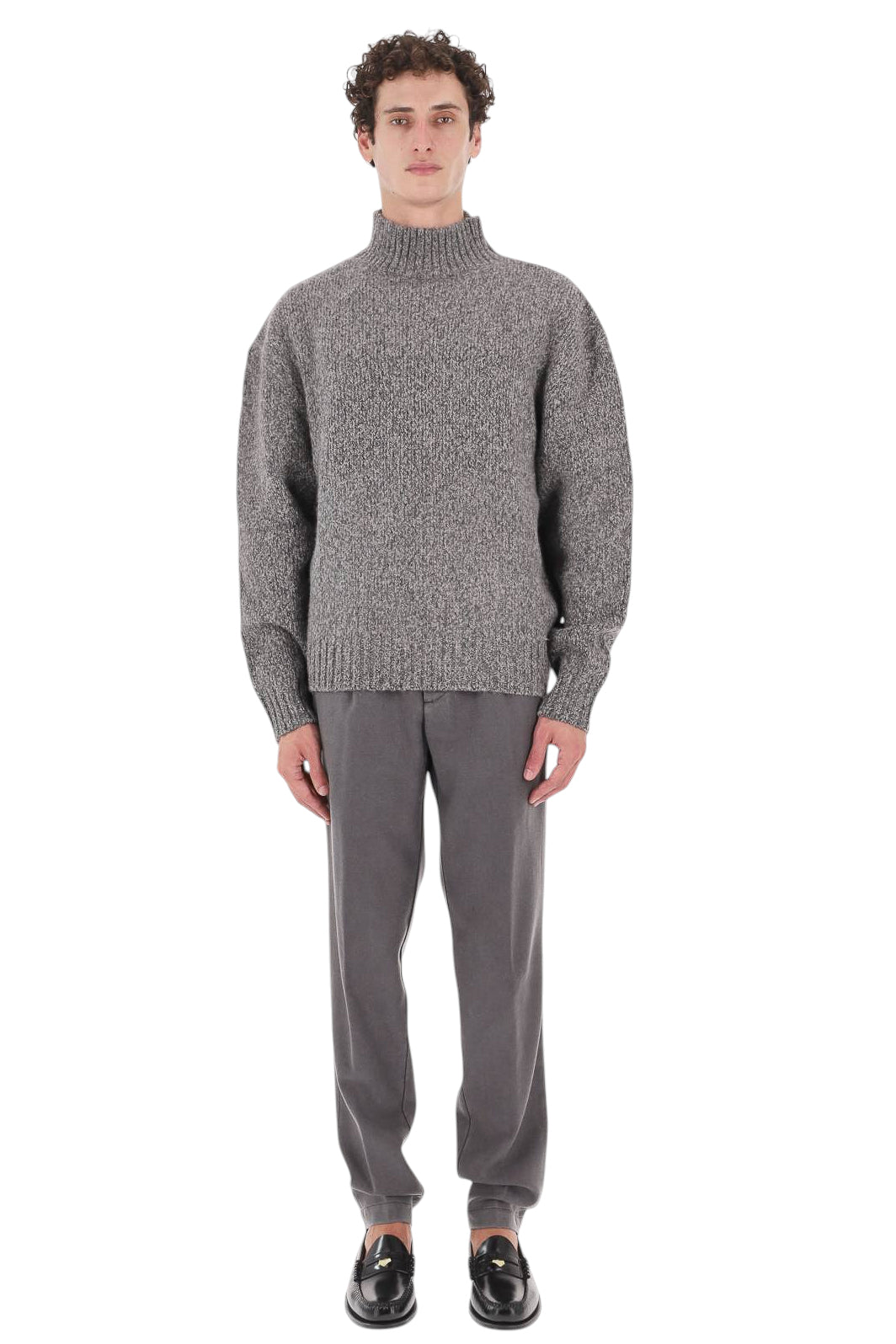 Officine Générale Lupetto mélange in lana-alpaca MKNT325 MIDGREY/ANTHRACITE 