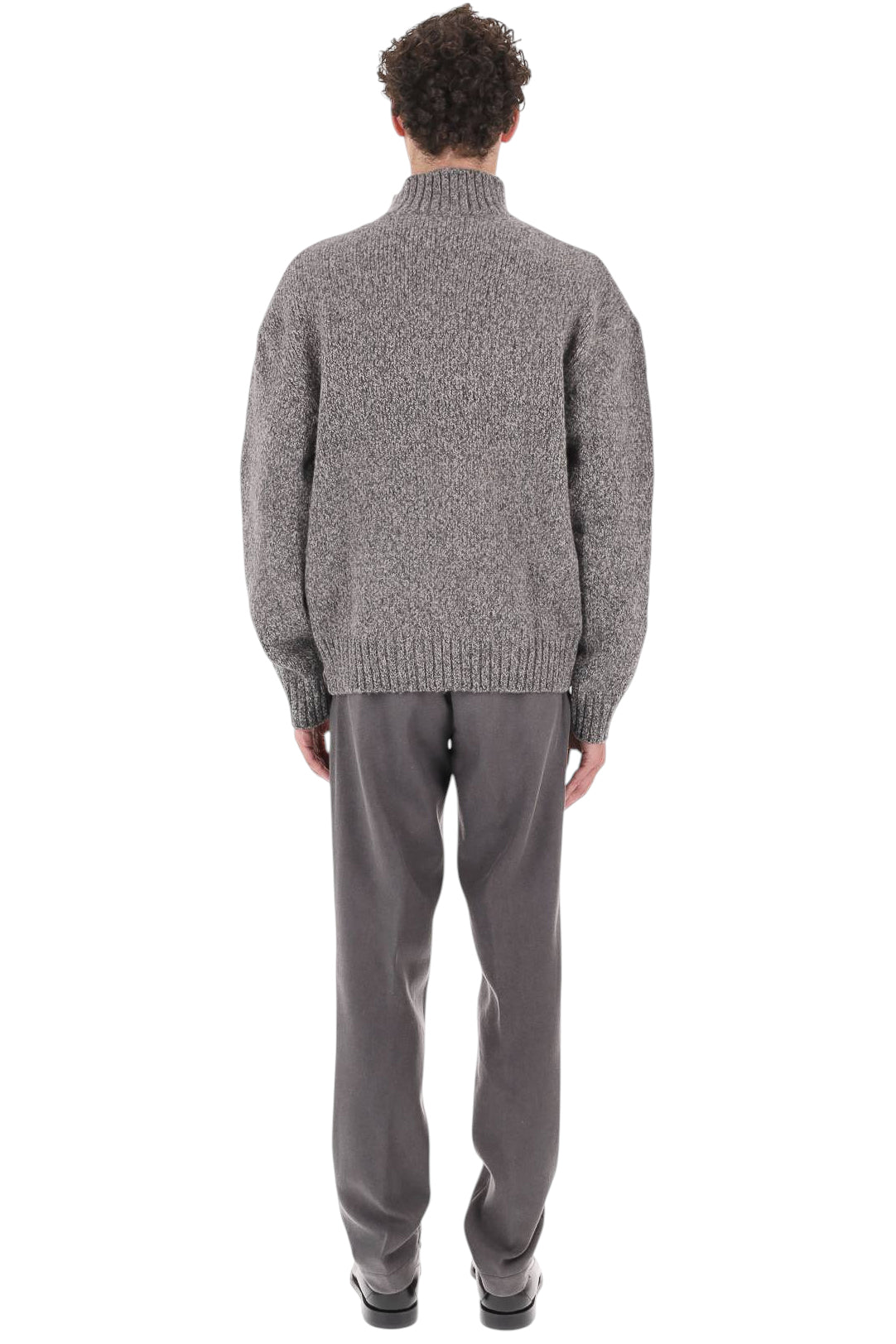 Officine Générale Lupetto mélange in lana-alpaca MKNT325 MIDGREY/ANTHRACITE 