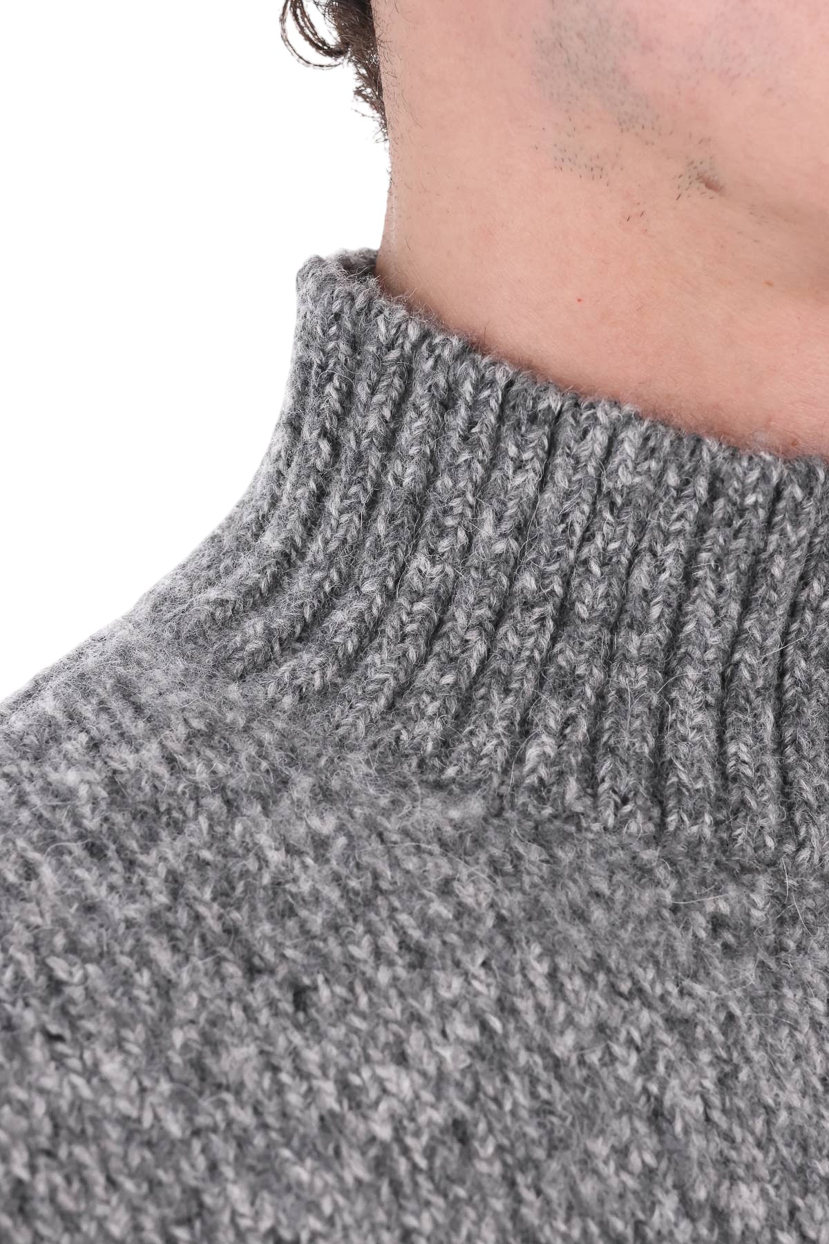 Officine Générale Lupetto mélange in lana-alpaca MKNT325 MIDGREY/ANTHRACITE 