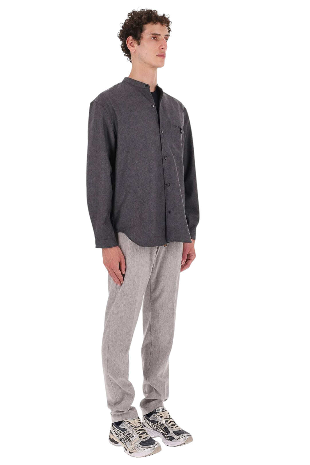 Officine Générale Camicia Jemsley in twill di lana vergine MSHI005 MID HEATHER GREY 