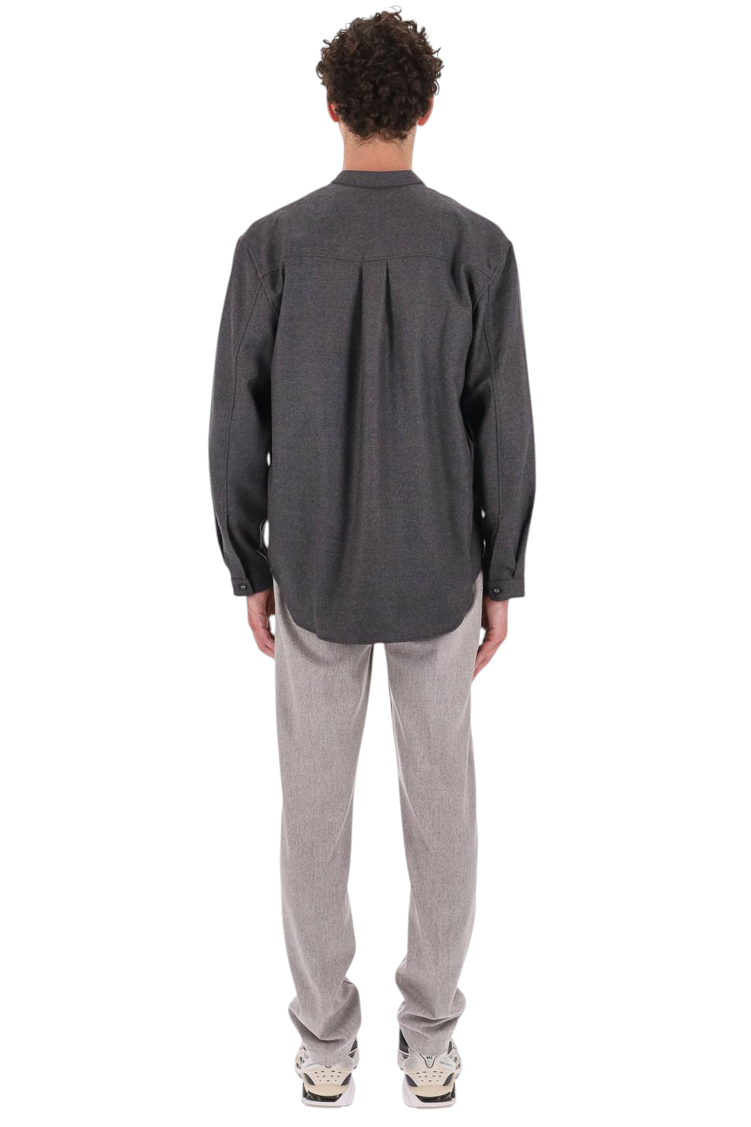 Officine Générale Camicia Jemsley in twill di lana vergine MSHI005 MID HEATHER GREY 