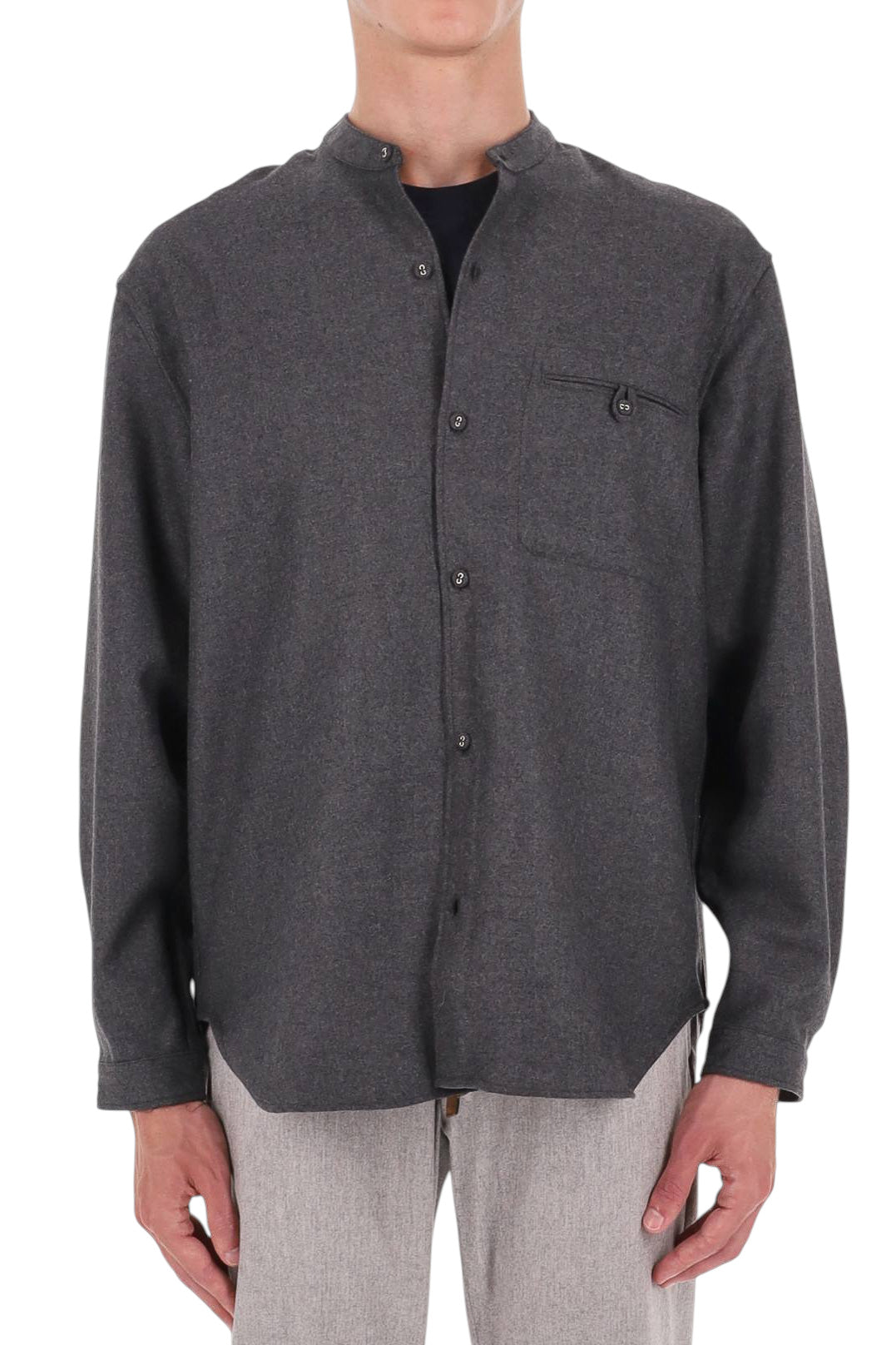 Officine Générale Camicia Jemsley in twill di lana vergine MSHI005 MID HEATHER GREY 