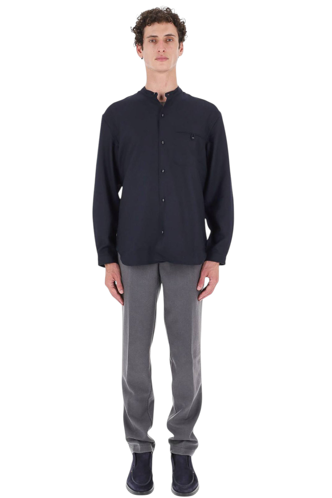 Officine Générale Camicia Jemsley in twill di lana vergine MSHI006 DARK NAVY 