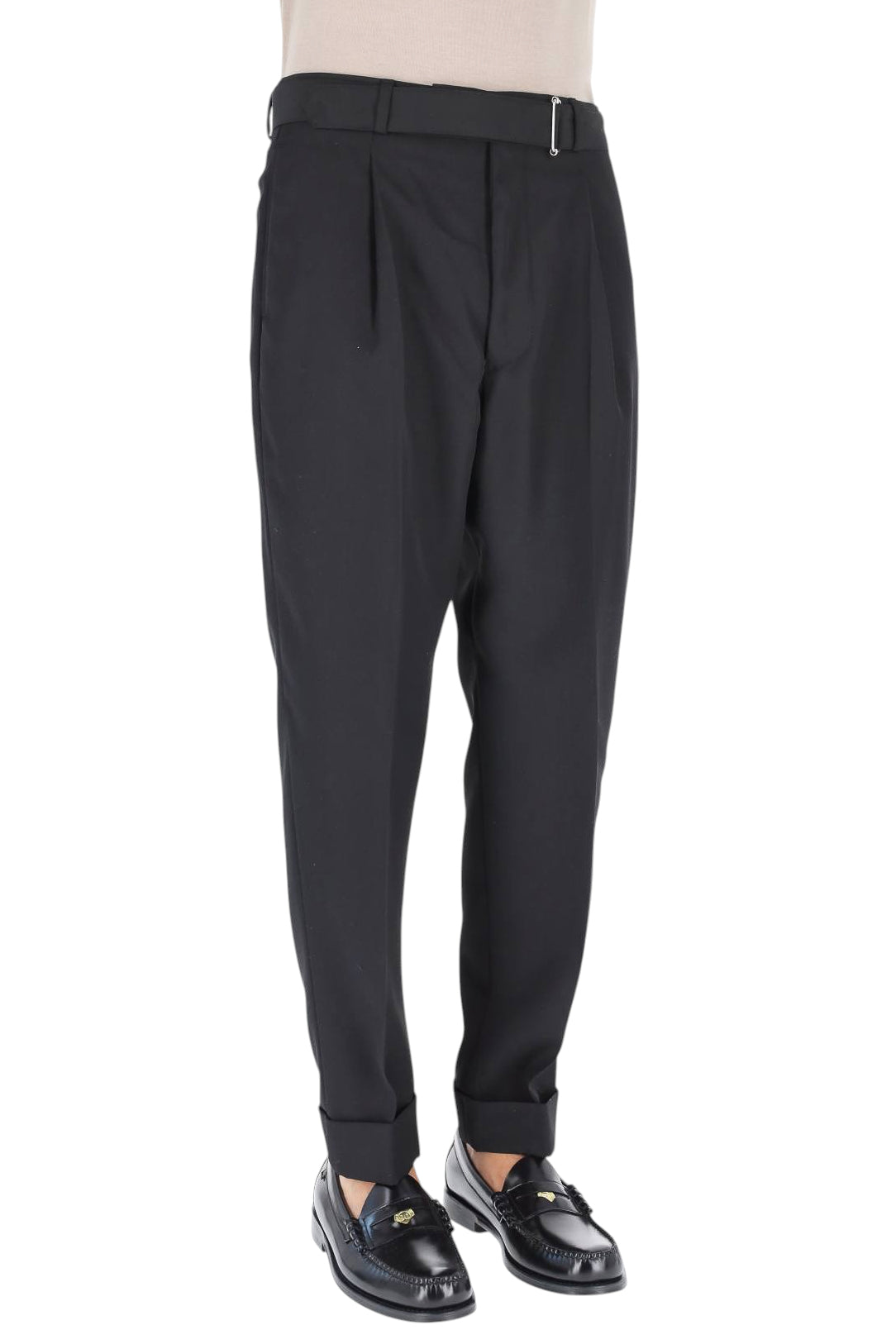 Officine Générale Pantalone Hugo in ottoman di lana vergine MTLG453 BLACK 