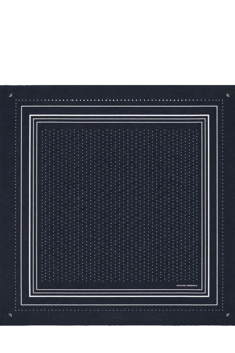 Officine Générale Sciarpa 85x85 cm. in lana fantasia XACC850 DARK NAVY/CREAM 