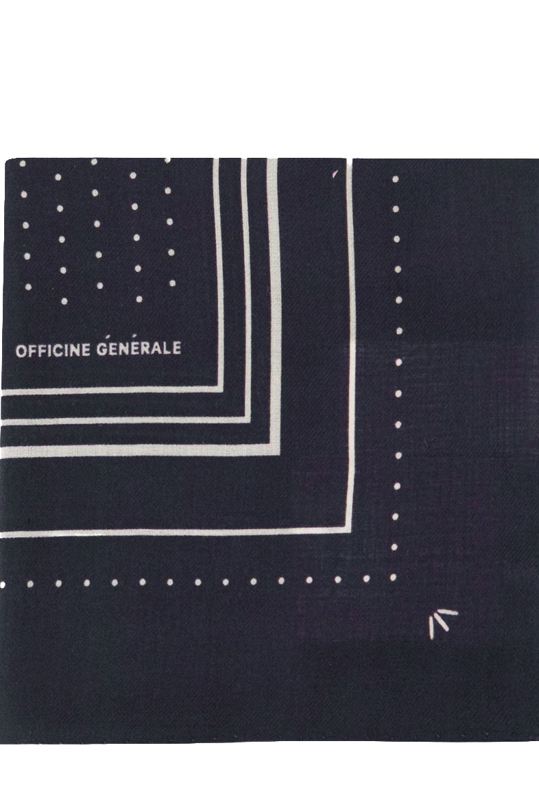 Officine Générale Sciarpa 85x85 cm. in lana fantasia XACC850 DARK NAVY/CREAM 