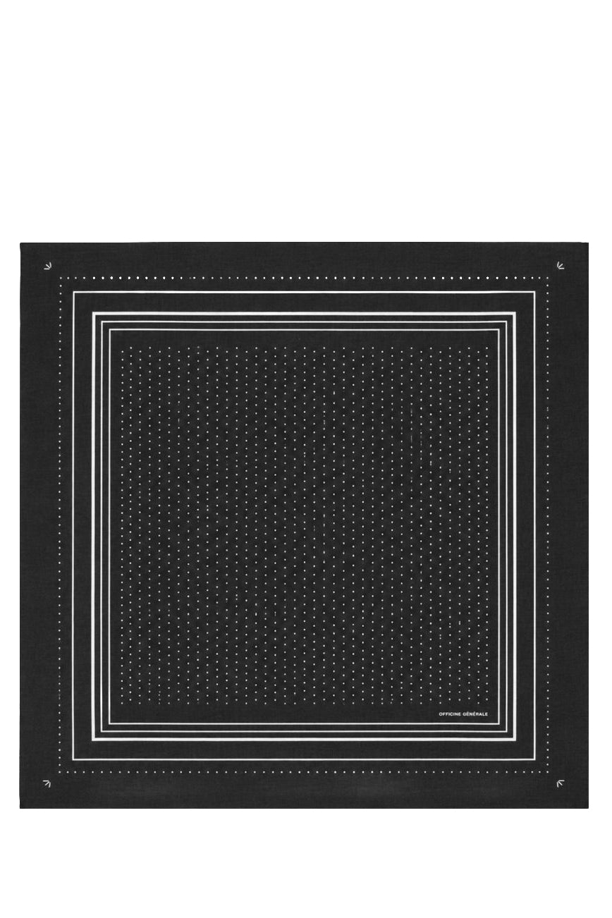 Officine Générale Sciarpa 85x85 cm. in lana fantasia XACC851 BLACK/CREAM 