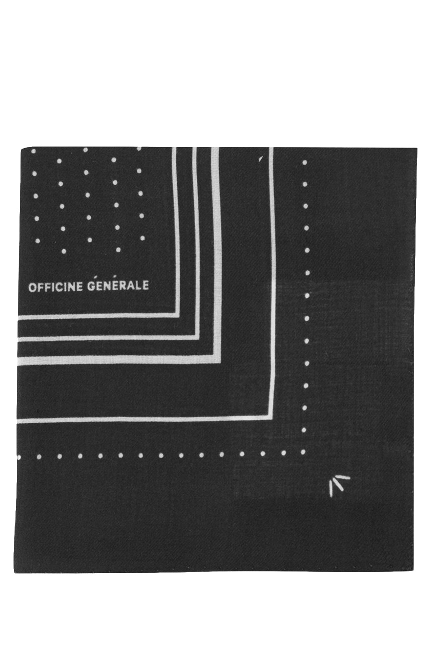 Officine Générale Sciarpa 85x85 cm. in lana fantasia XACC851 BLACK/CREAM 