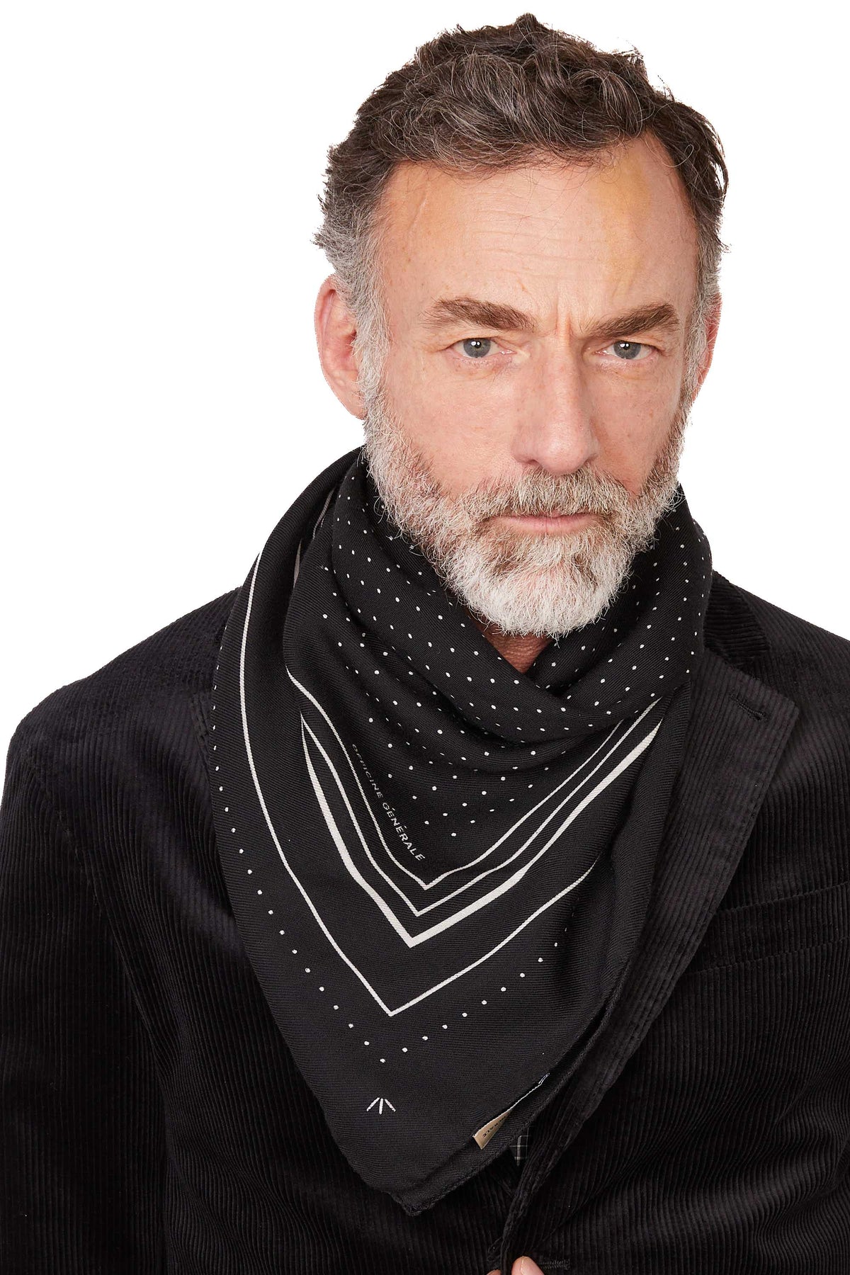 Officine Générale Sciarpa 85x85 cm. in lana fantasia XACC851 BLACK/CREAM 