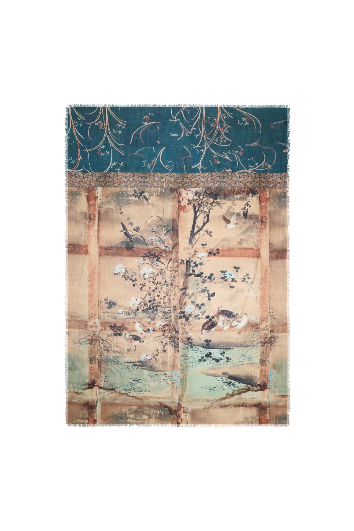 Pierre-Louis Mascia Stola EUCLIDEX in puro cashmere stampa multicolor turchese 518732 101 