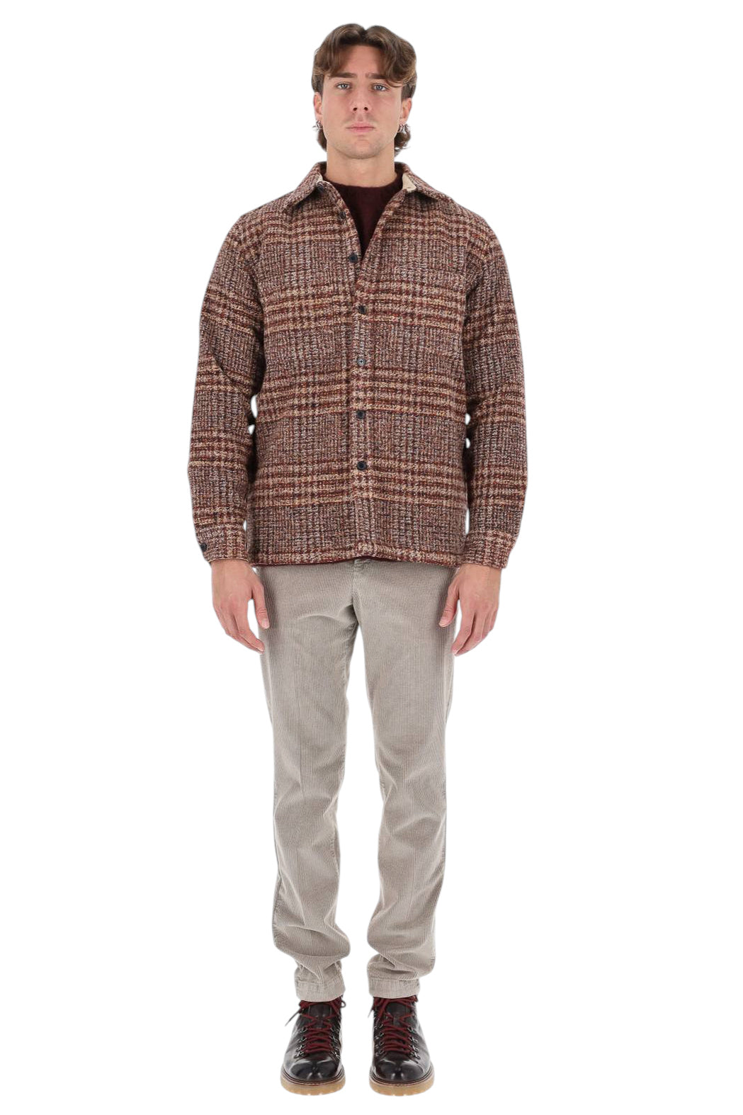 Portuguese Flannel Overshirt check in lana-viscosa CLARION MLTCR 