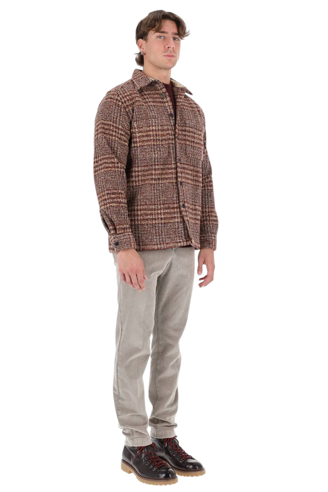Portuguese Flannel Overshirt check in lana-viscosa CLARION MLTCR 