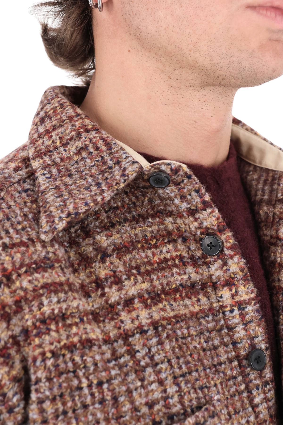 Portuguese Flannel Overshirt check in lana-viscosa CLARION MLTCR 