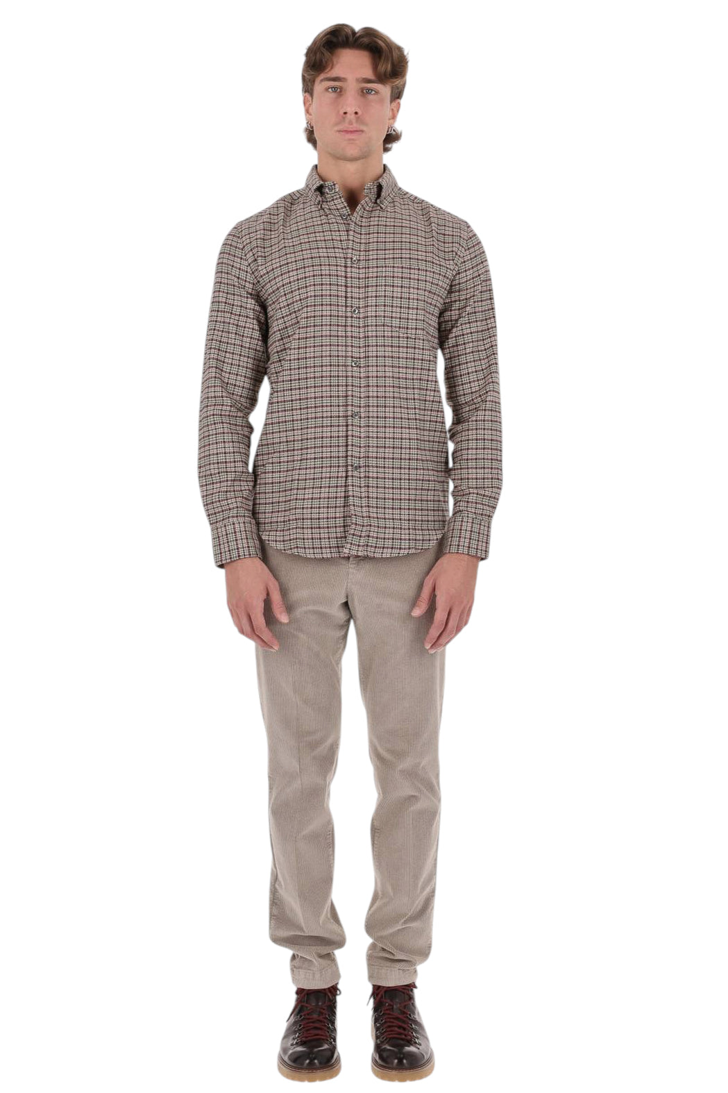 Portuguese Flannel Camicia in flanella di cotone pied-de-poule FENO MLTCR 