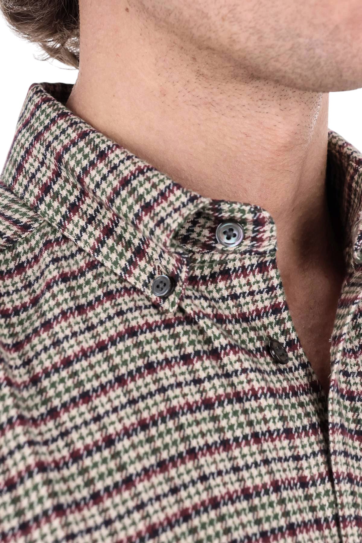 Portuguese Flannel Camicia in flanella di cotone pied-de-poule FENO MLTCR 