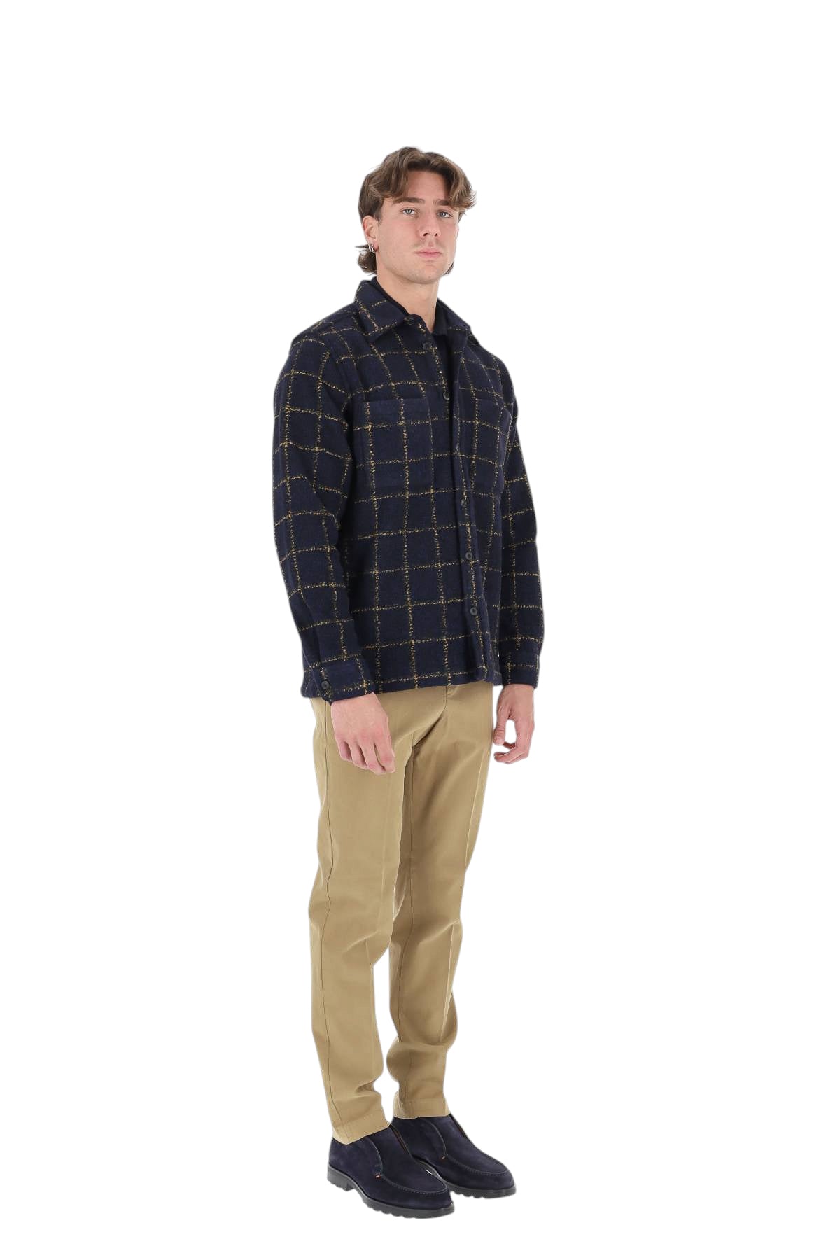 Portuguese Flannel Overshirt check in lana-viscosa VEGA MLTCR 