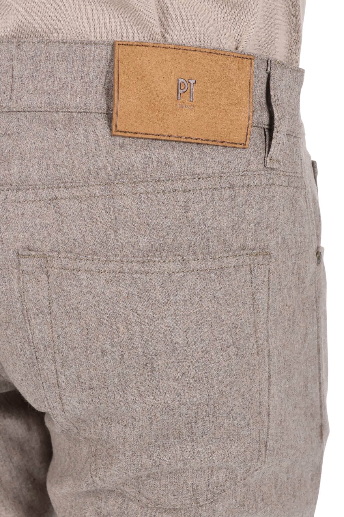 PT Denim 5 tasche straight fit in flanella di lana-cashmere ecrù C5-PP05Z0 TO03S0 0040 