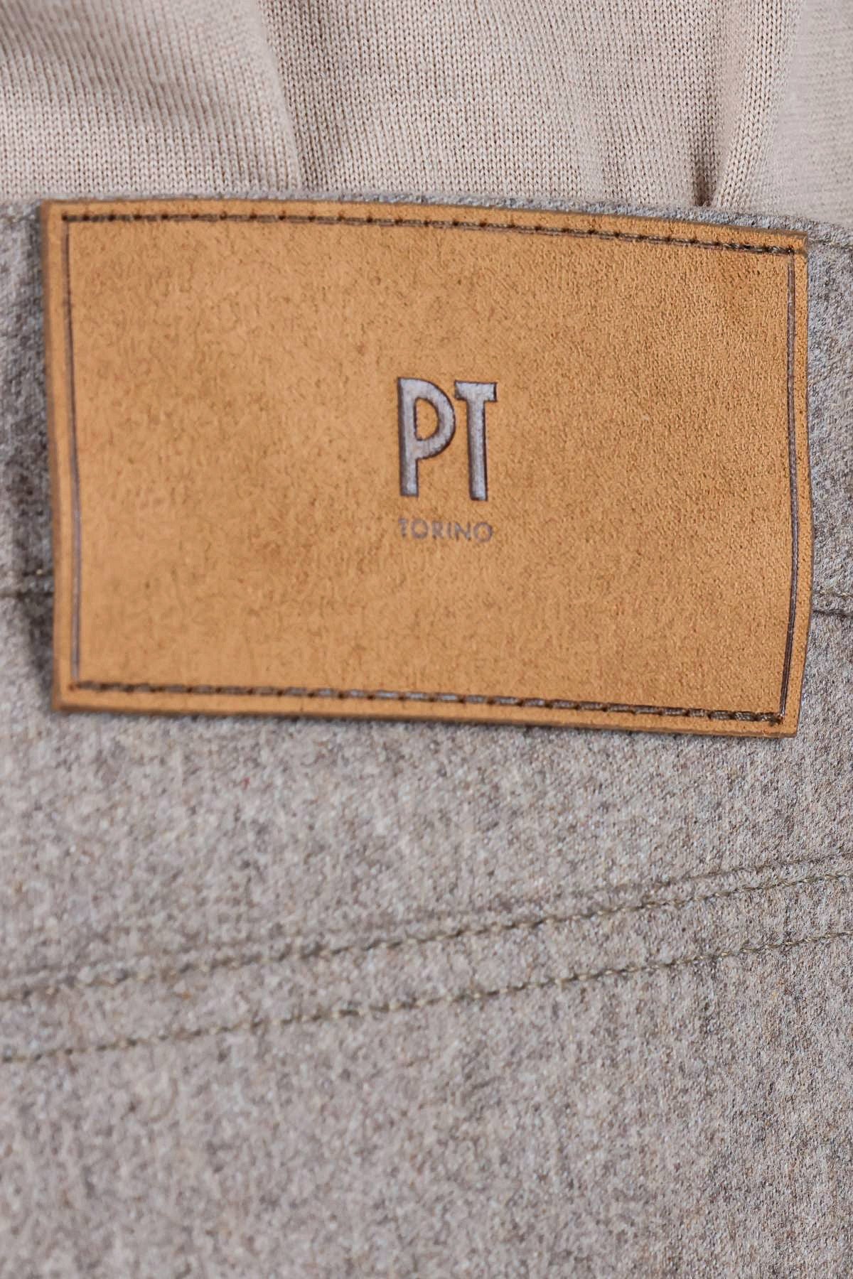 PT Denim 5 tasche straight fit in flanella di lana-cashmere ecrù C5-PP05Z0 TO03S0 0040 