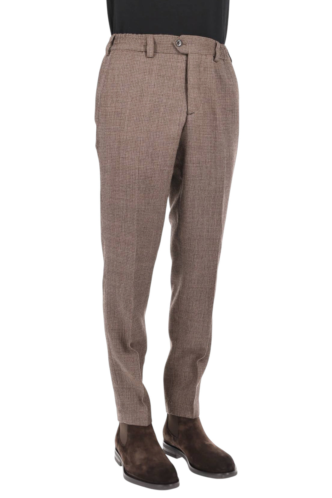 PT Torino Pantalone The Rebel in lana vergine microcheck marrone CO-RFRBB30FWD LB13 0160 